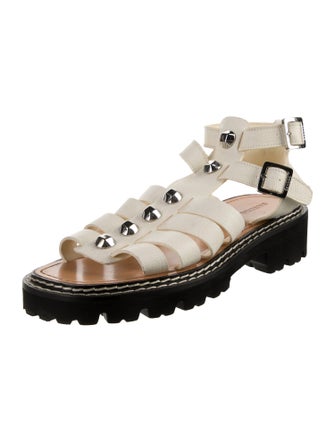 Sandro Leather Studded Accents Gladiator Sandals