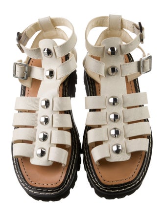 Sandro Leather Studded Accents Gladiator Sandals