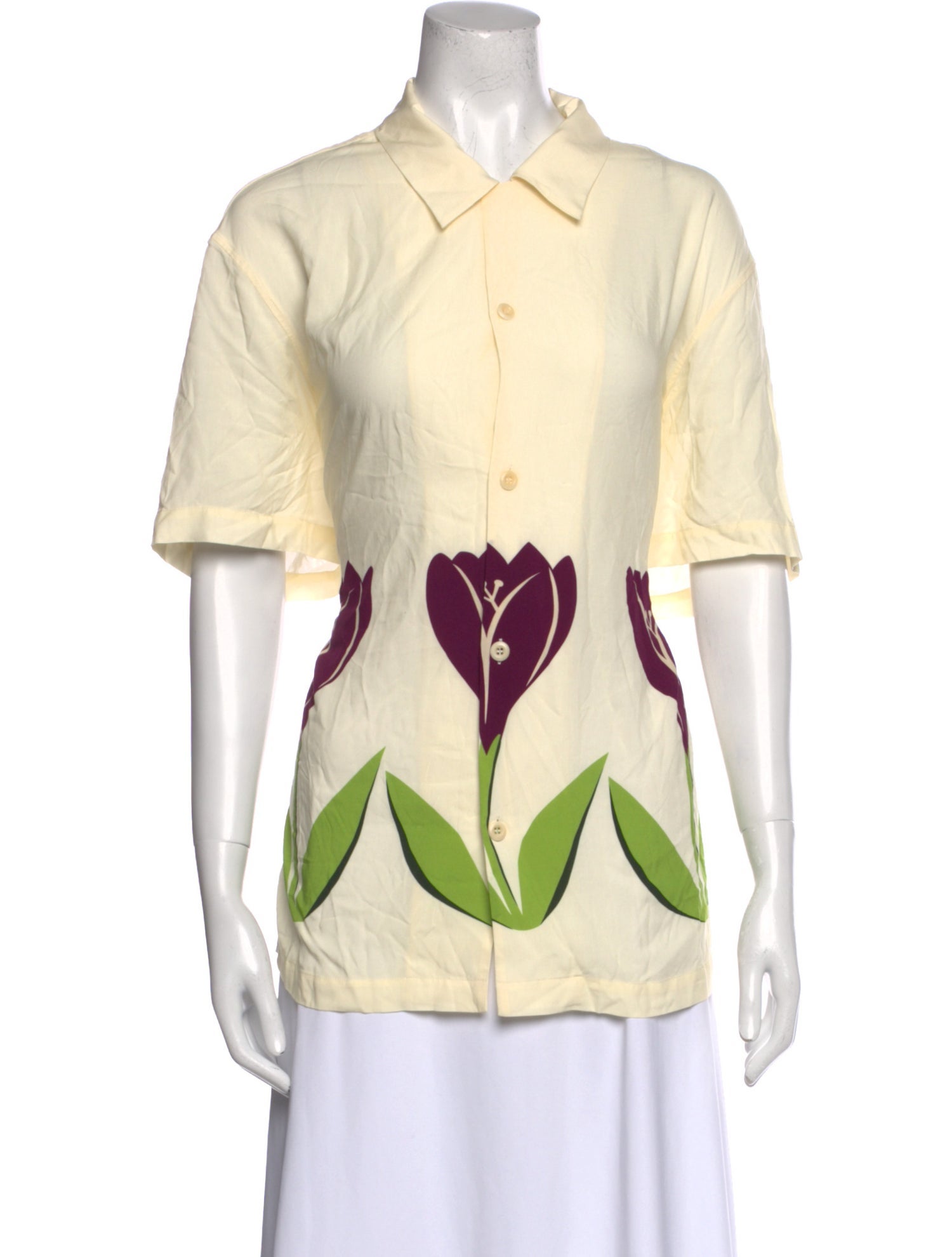 Sandro Printed Short Sleeve Button-Up Top w/ Tags