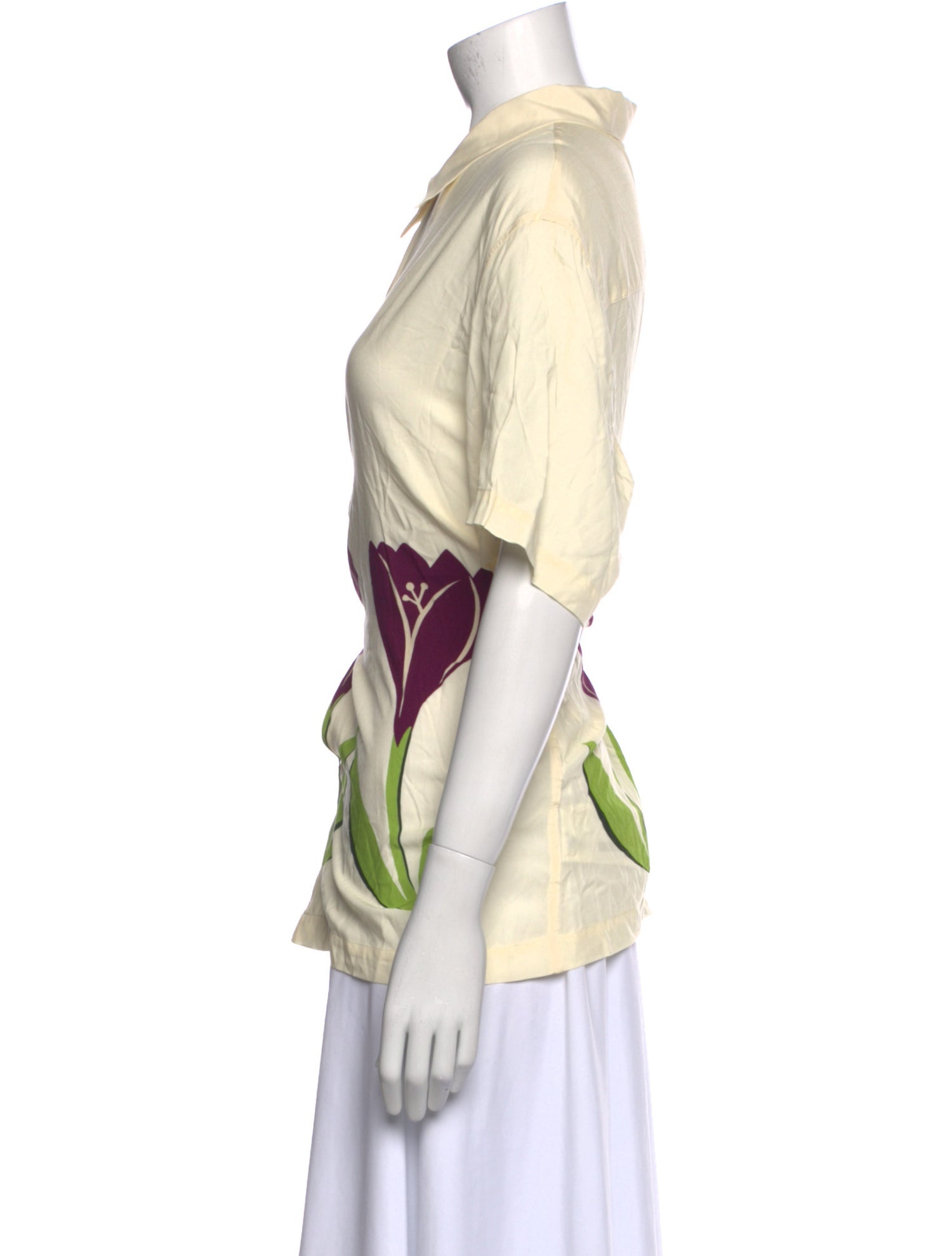 Sandro Printed Short Sleeve Button-Up Top w/ Tags