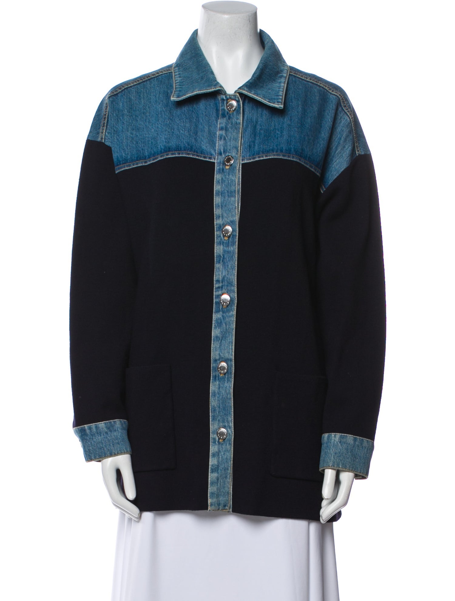 Sandro Colorblock Pattern Denim Jacket