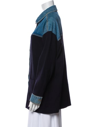 Sandro Colorblock Pattern Denim Jacket