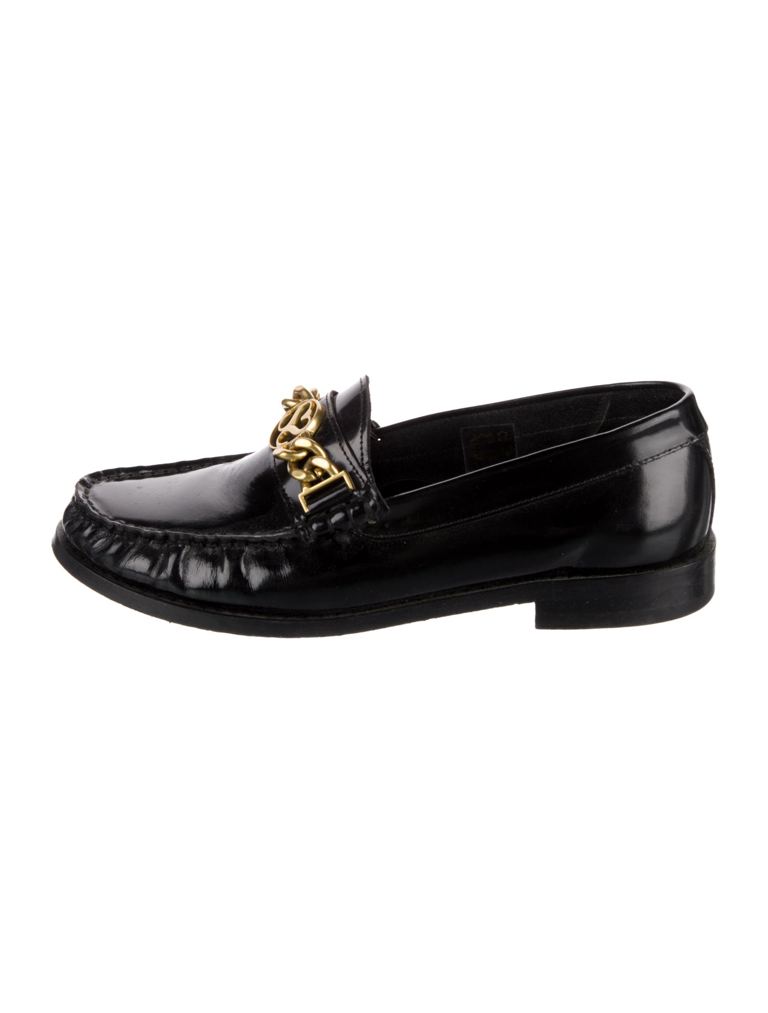 Sandro Patent Leather Chain-Link Accents Loafers