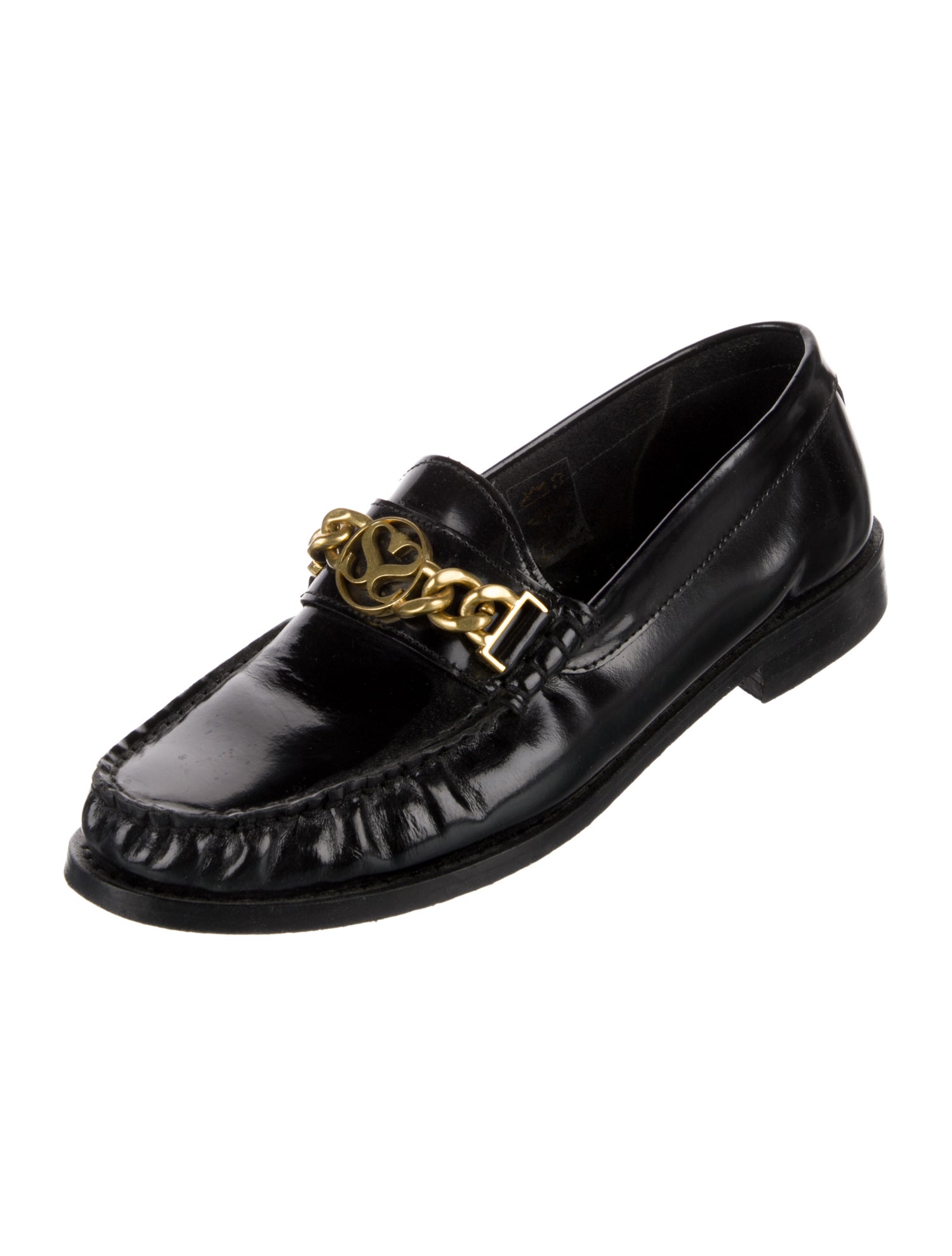 Sandro Patent Leather Chain-Link Accents Loafers