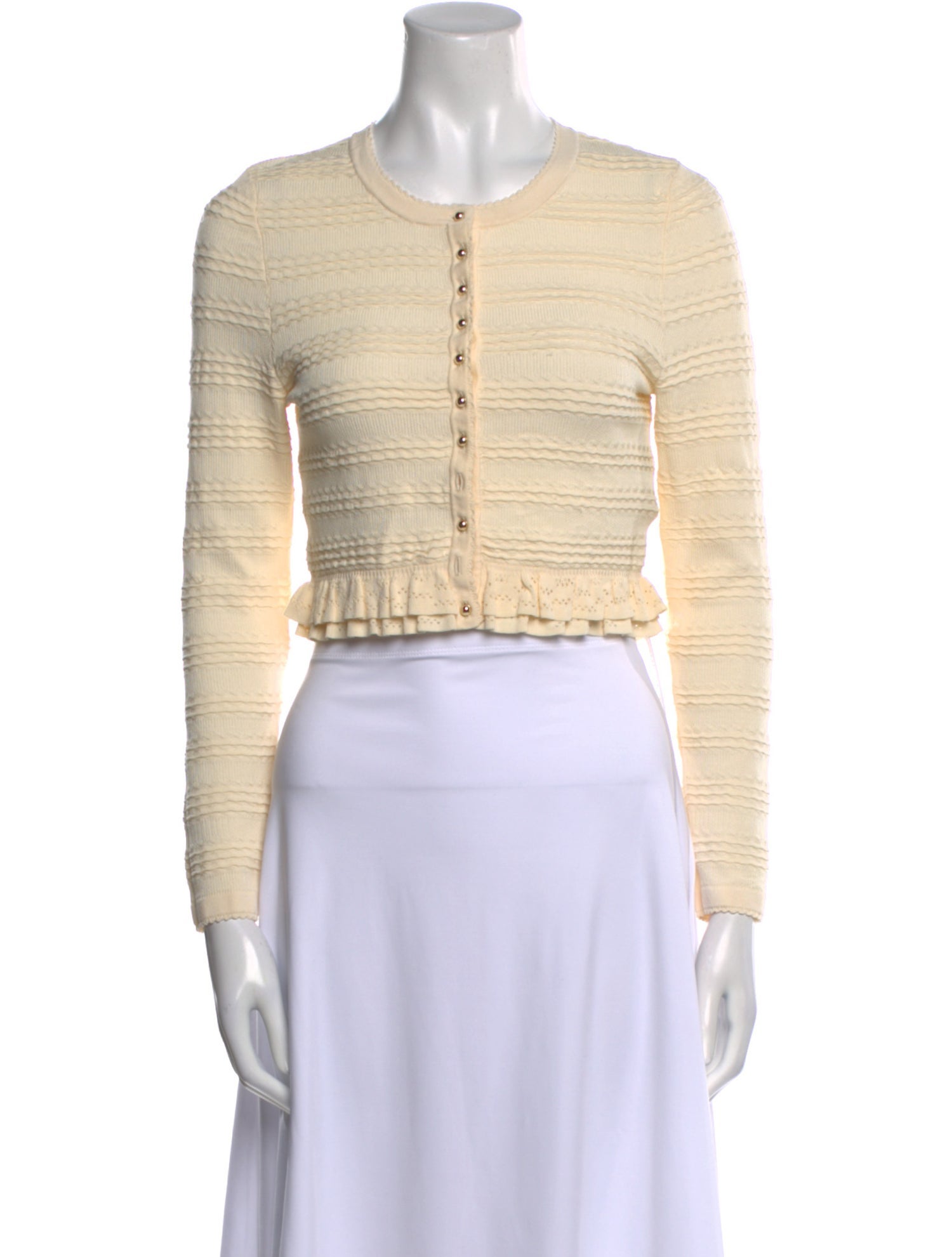 Sandro Crew Neck Long Sleeve Crop Top