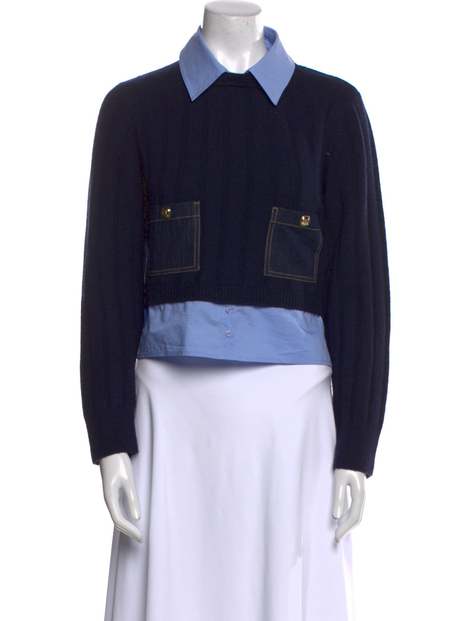 Sandro Wool Long Sleeve Crop Top