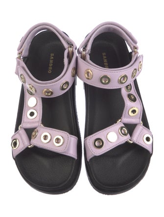 Sandro Leather Colorblock Pattern Slides