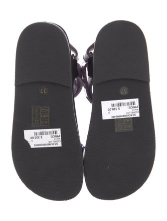 Sandro Leather Colorblock Pattern Slides