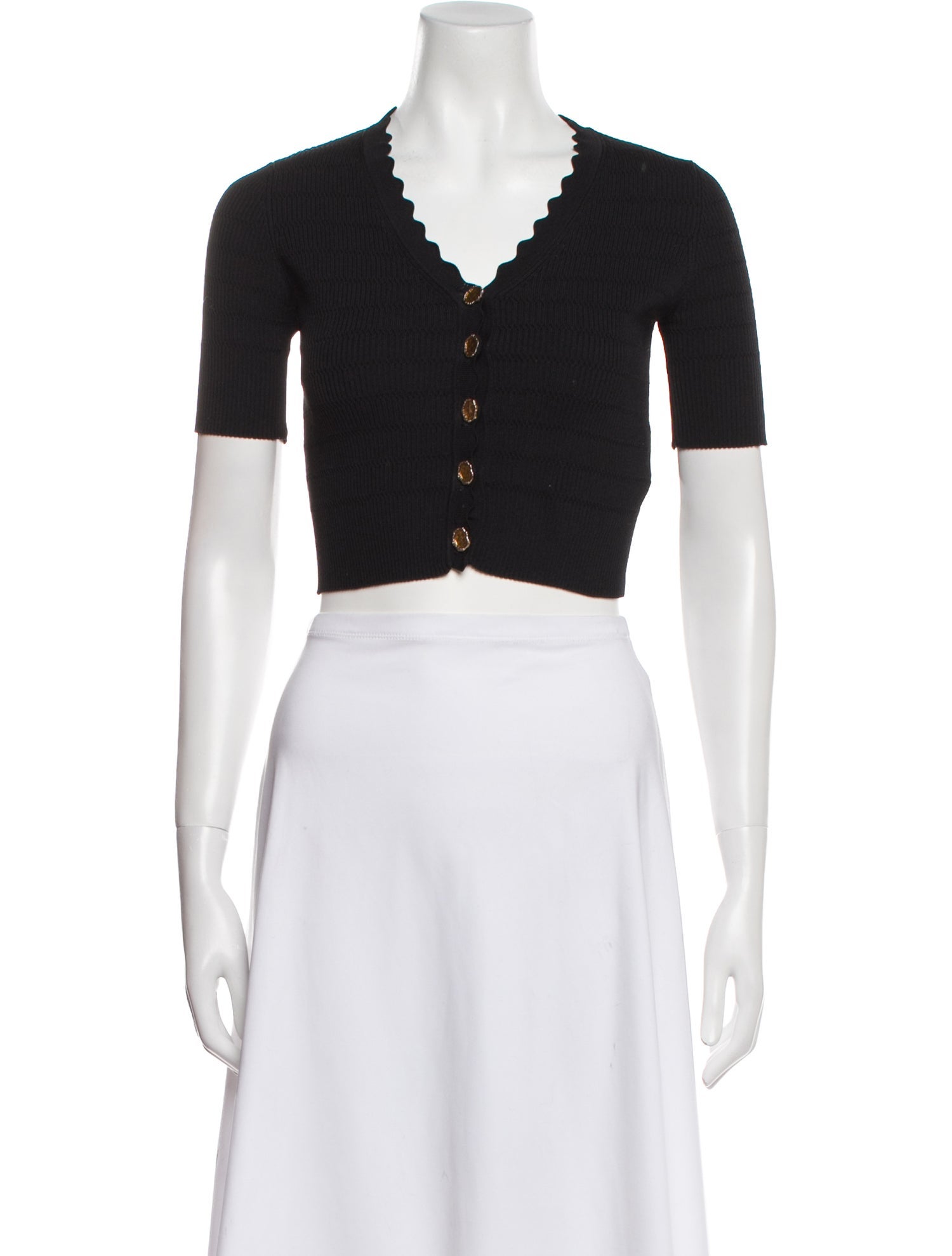 Sandro V-Neck Short Sleeve Crop Top