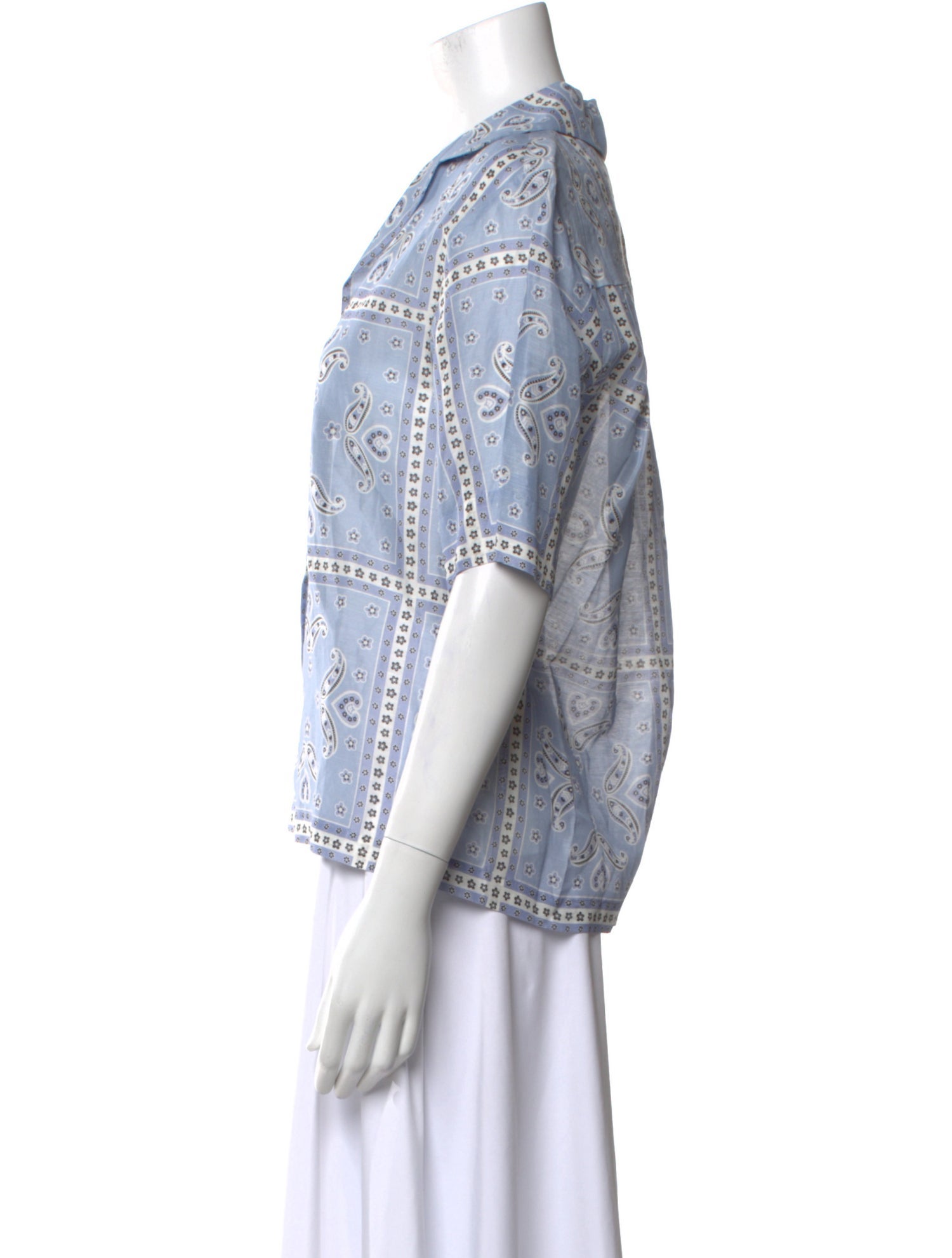 Sandro Linen Paisley Print Button-Up Top