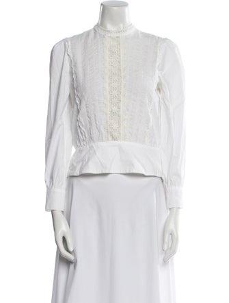 Sandro Mock Neck Long Sleeve Crop Top