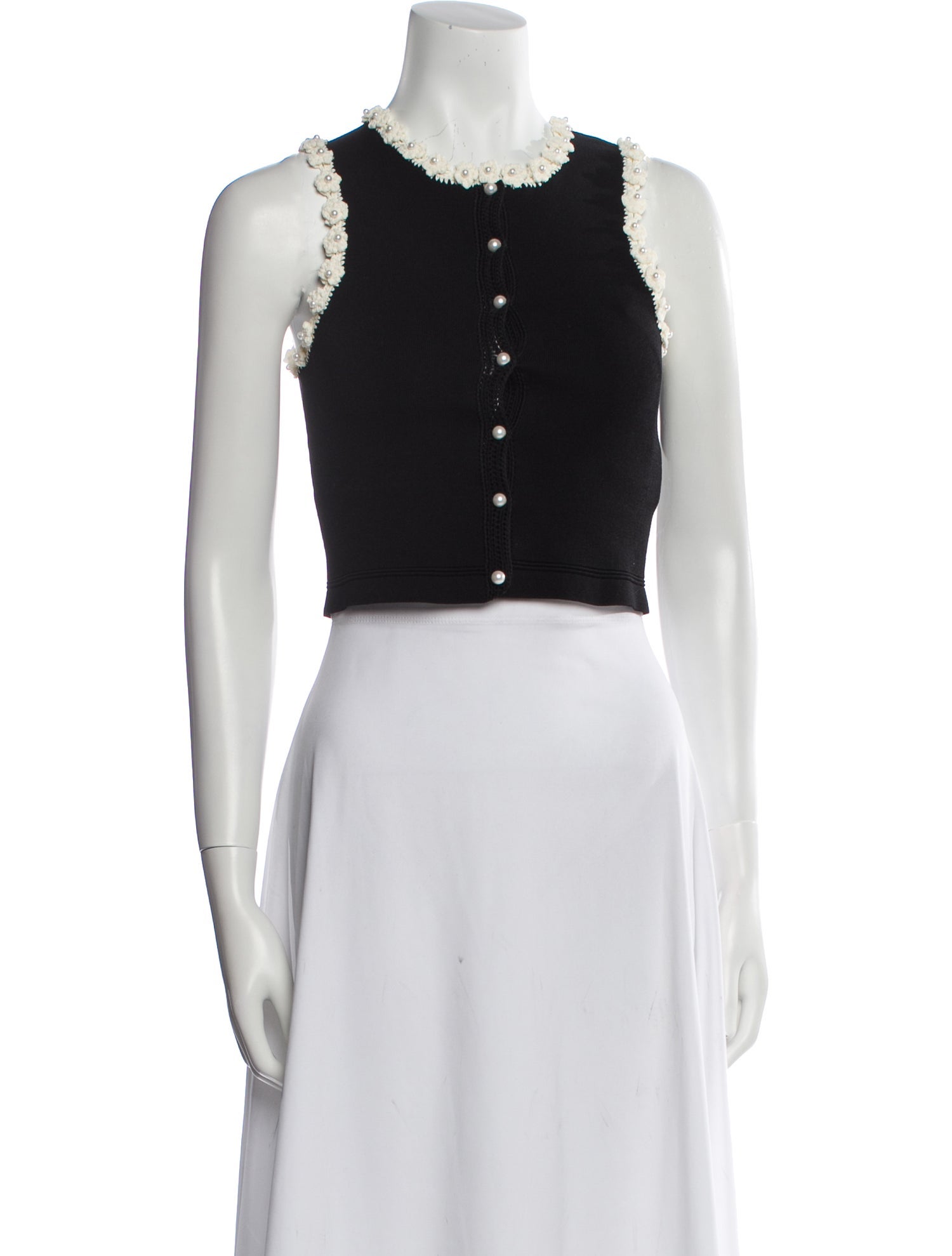 Sandro Crew Neck Sleeveless Crop Top