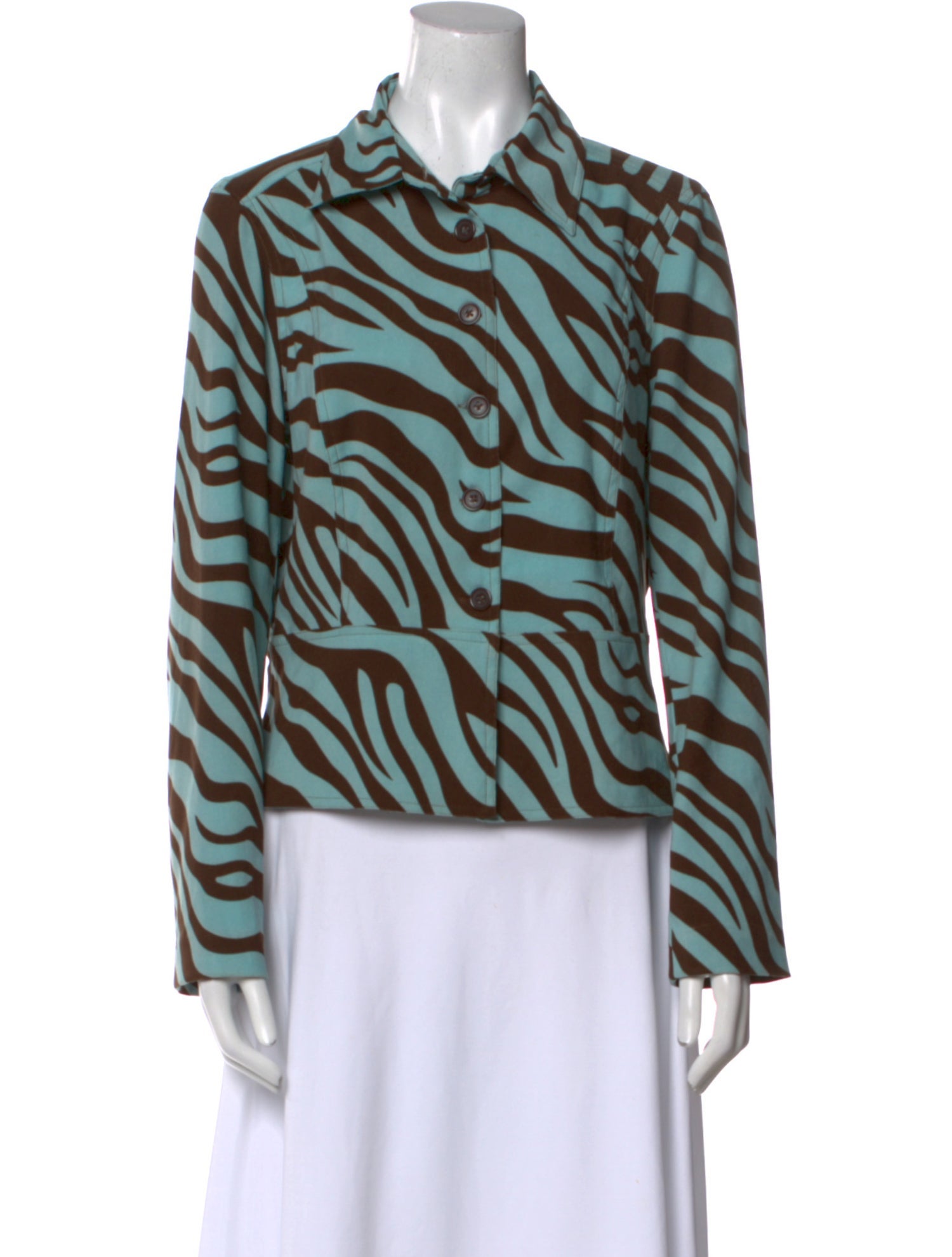 Sandro Animal Print Long Sleeve Button-Up Top
