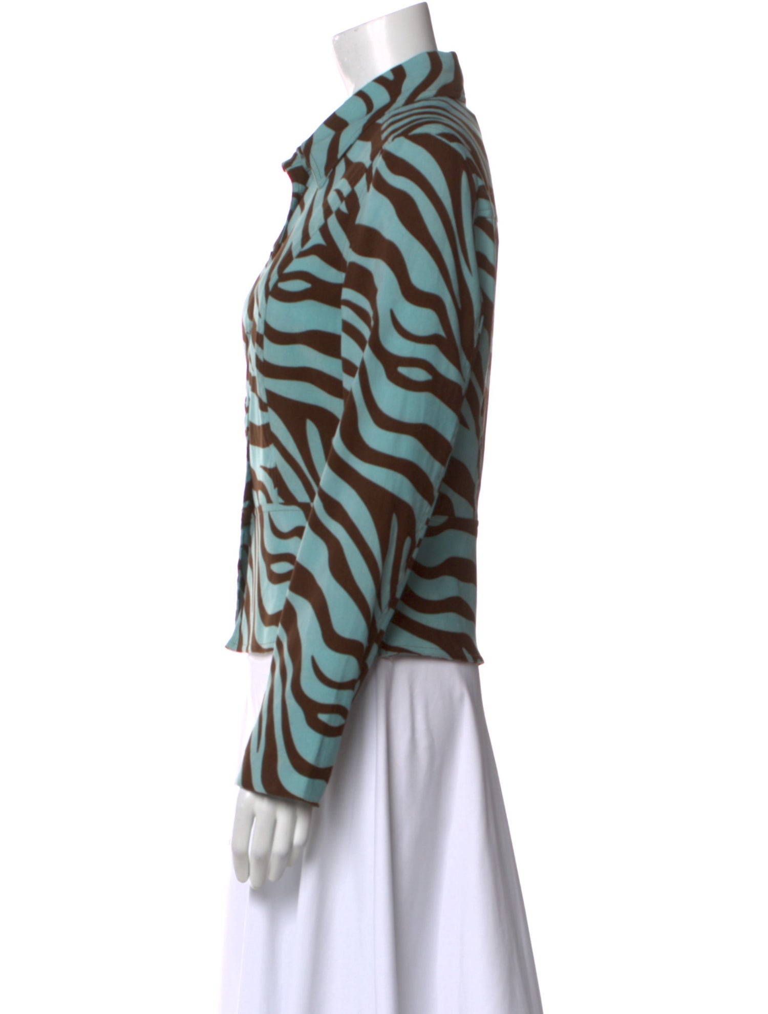 Sandro Animal Print Long Sleeve Button-Up Top