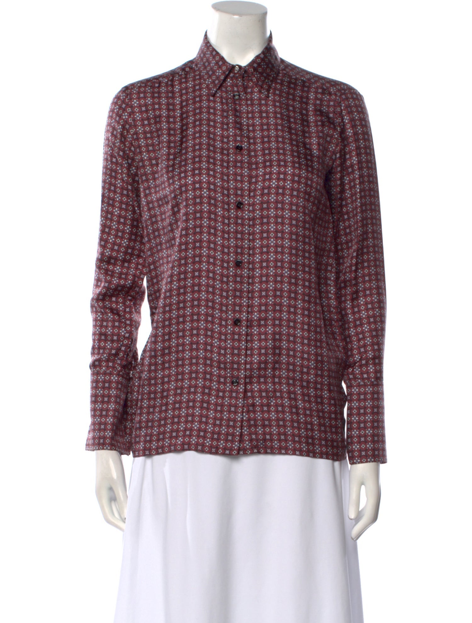 Sandro Silk Printed Button-Up Top