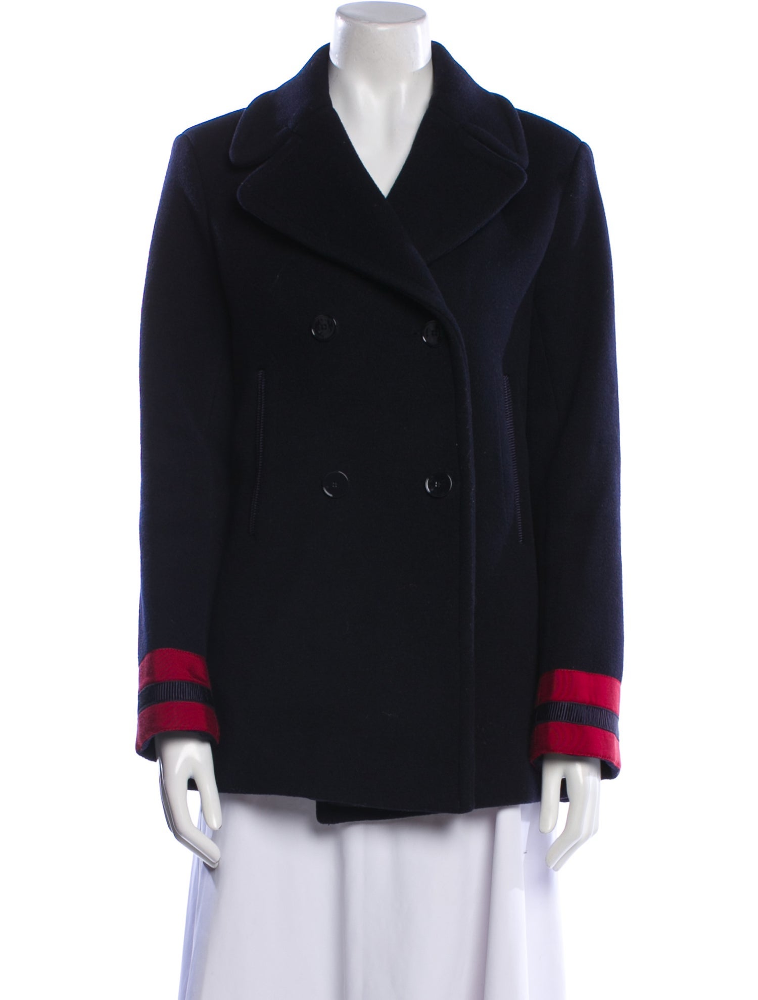 Sandro Wool Striped Peacoat