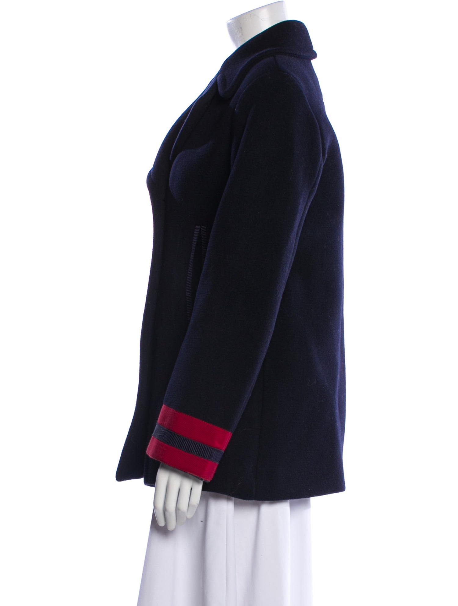 Sandro Wool Striped Peacoat