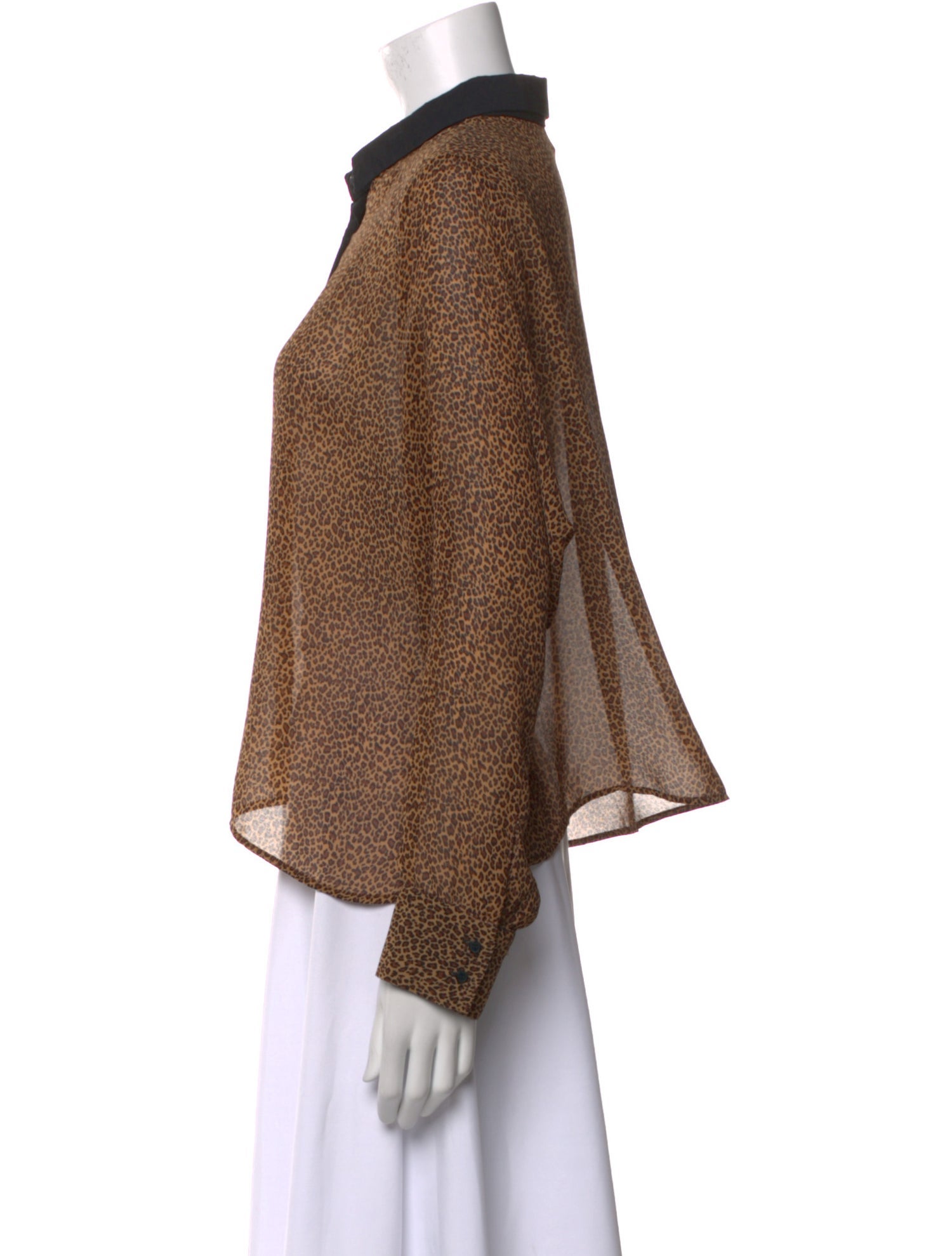 Sandro Printed Mock Neck Button-Up Top