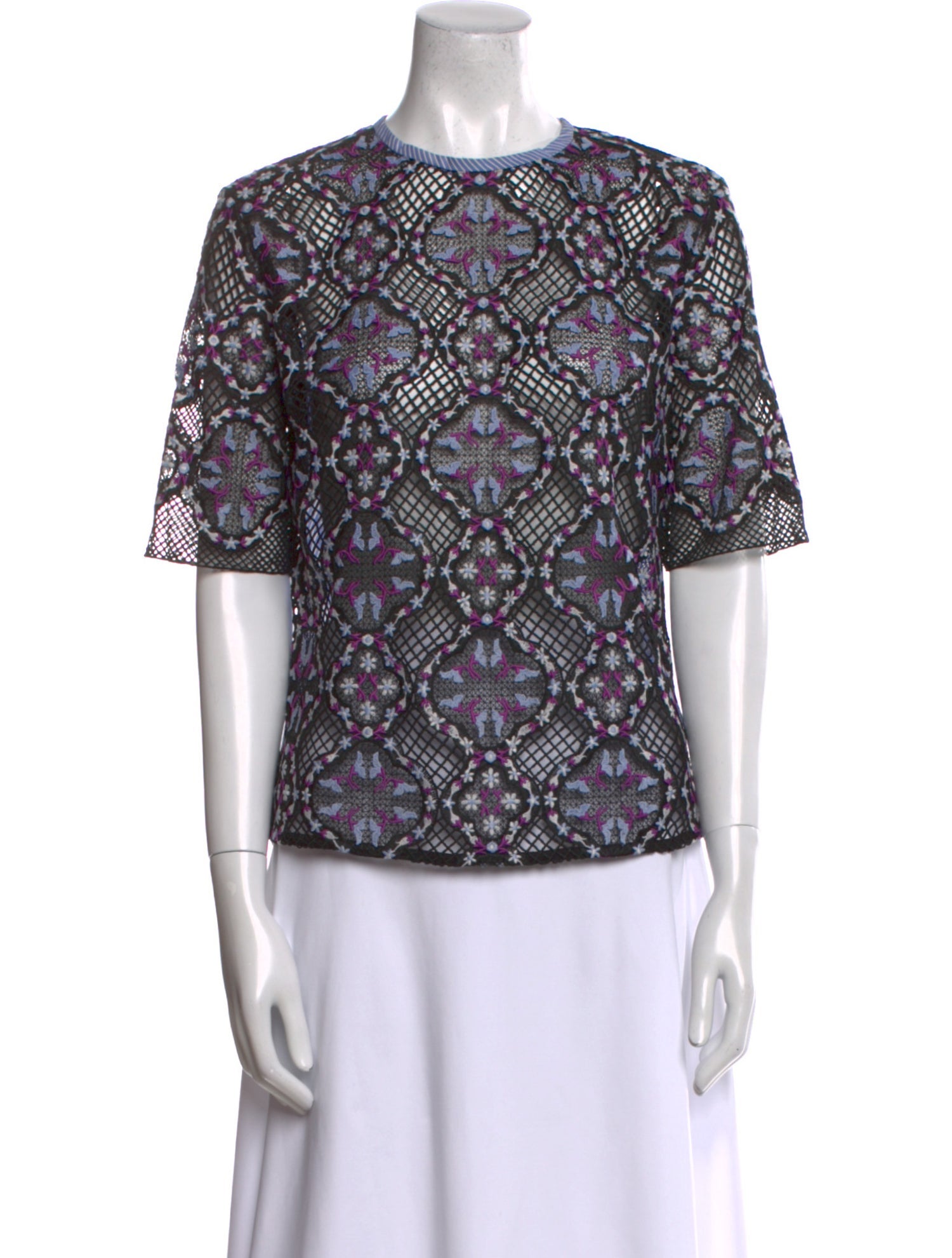 Sandro Printed Crew Neck Blouse