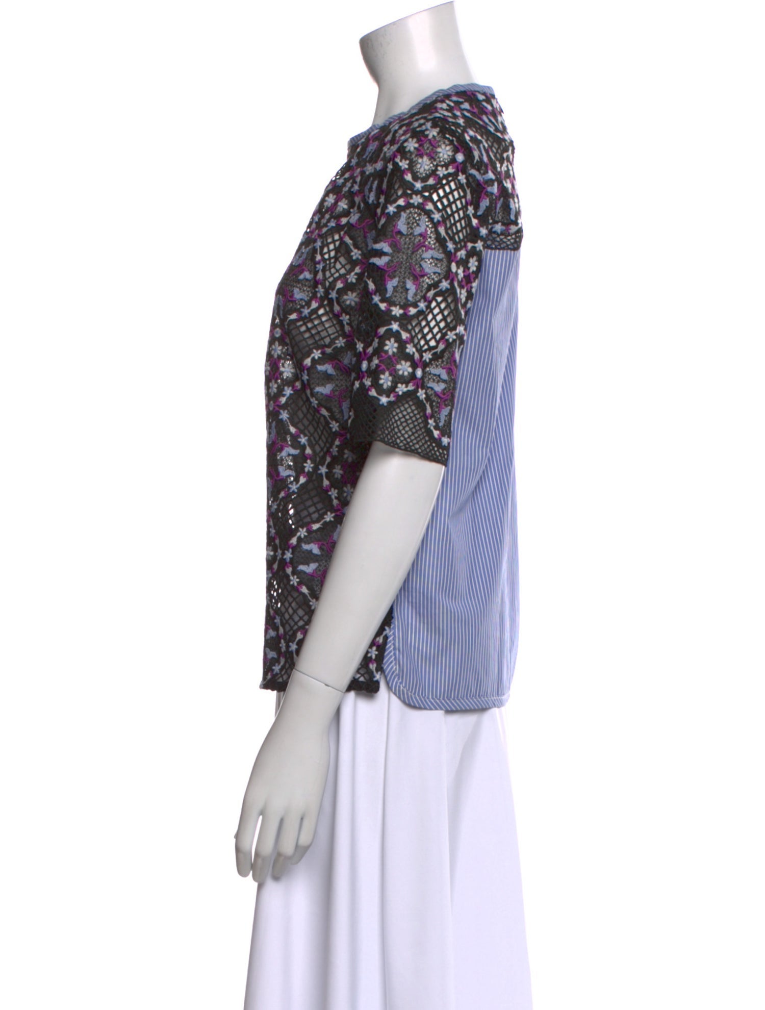 Sandro Printed Crew Neck Blouse