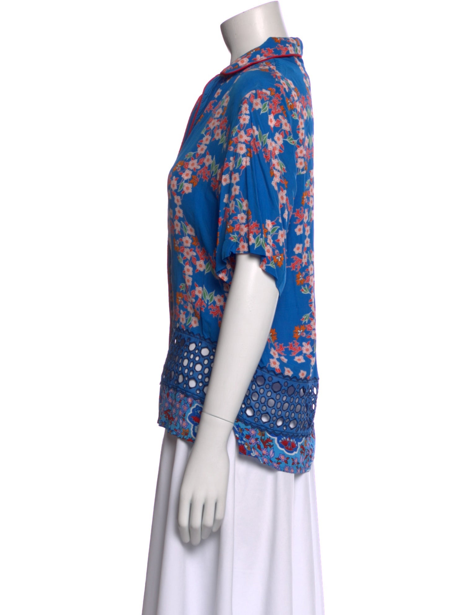 Sandro Floral Print Short Sleeve Blouse