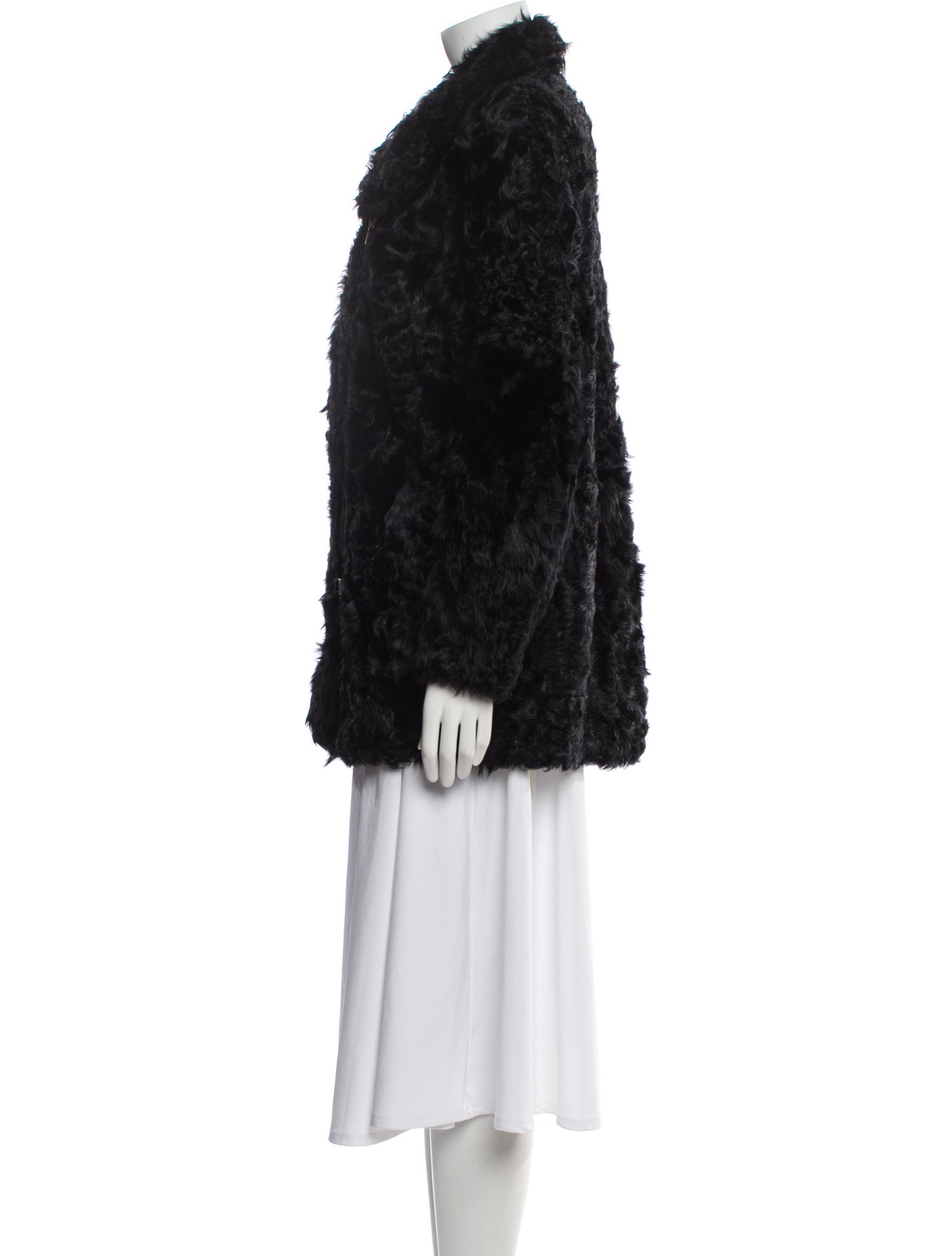 Sandro Lamb Fur Faux Fur Coat