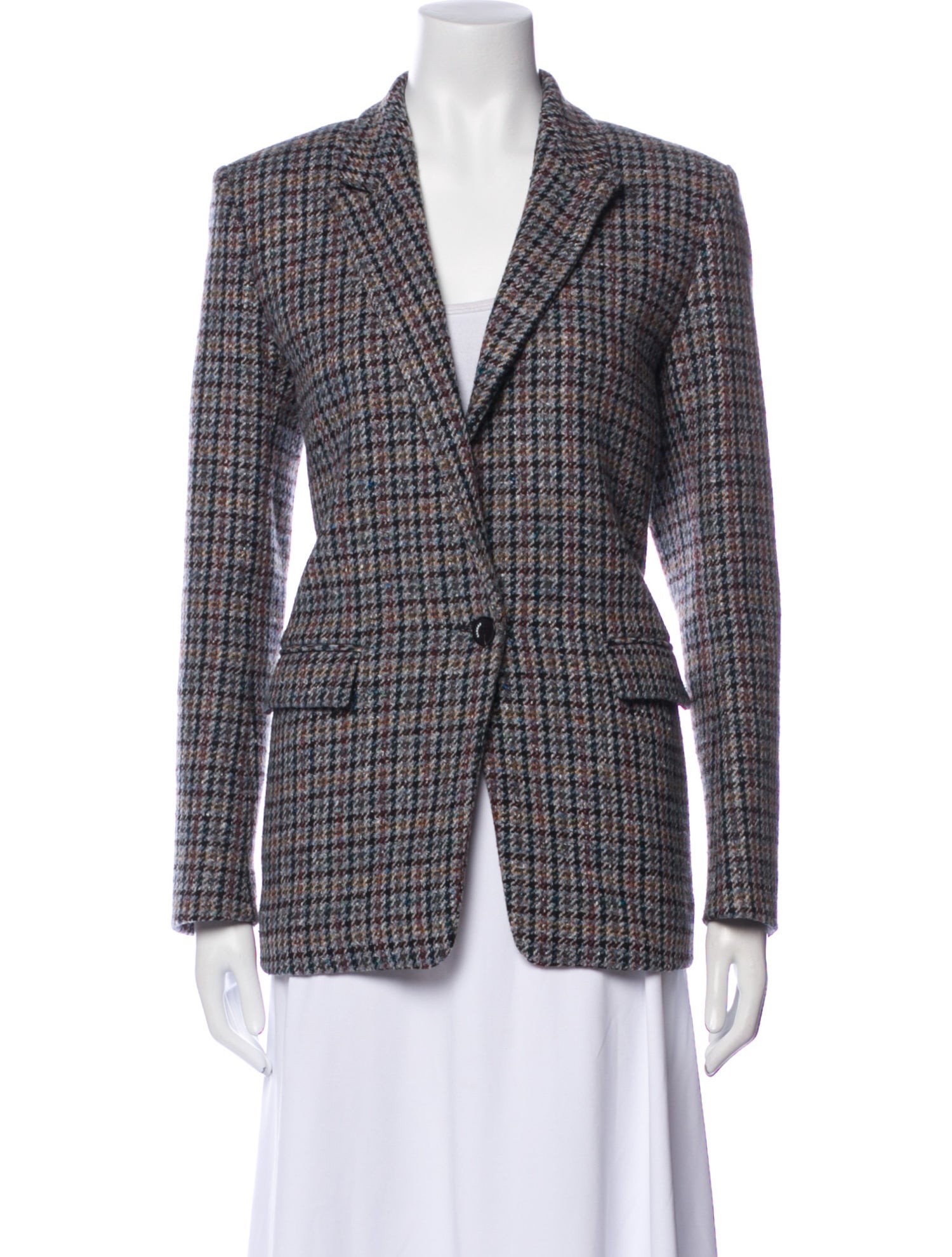 Sandro Plaid Print Blazer