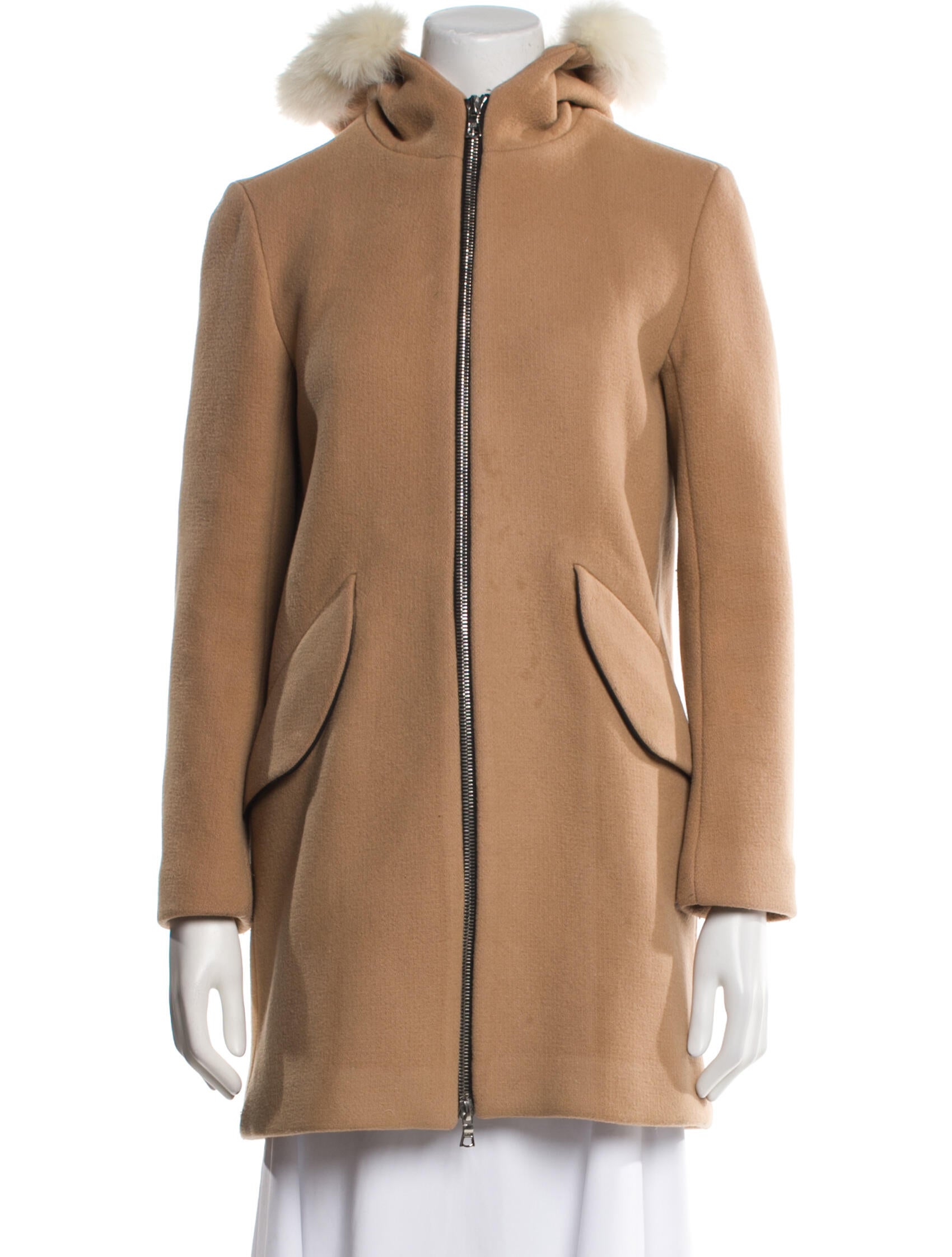 Sandro Wool Fur Coat