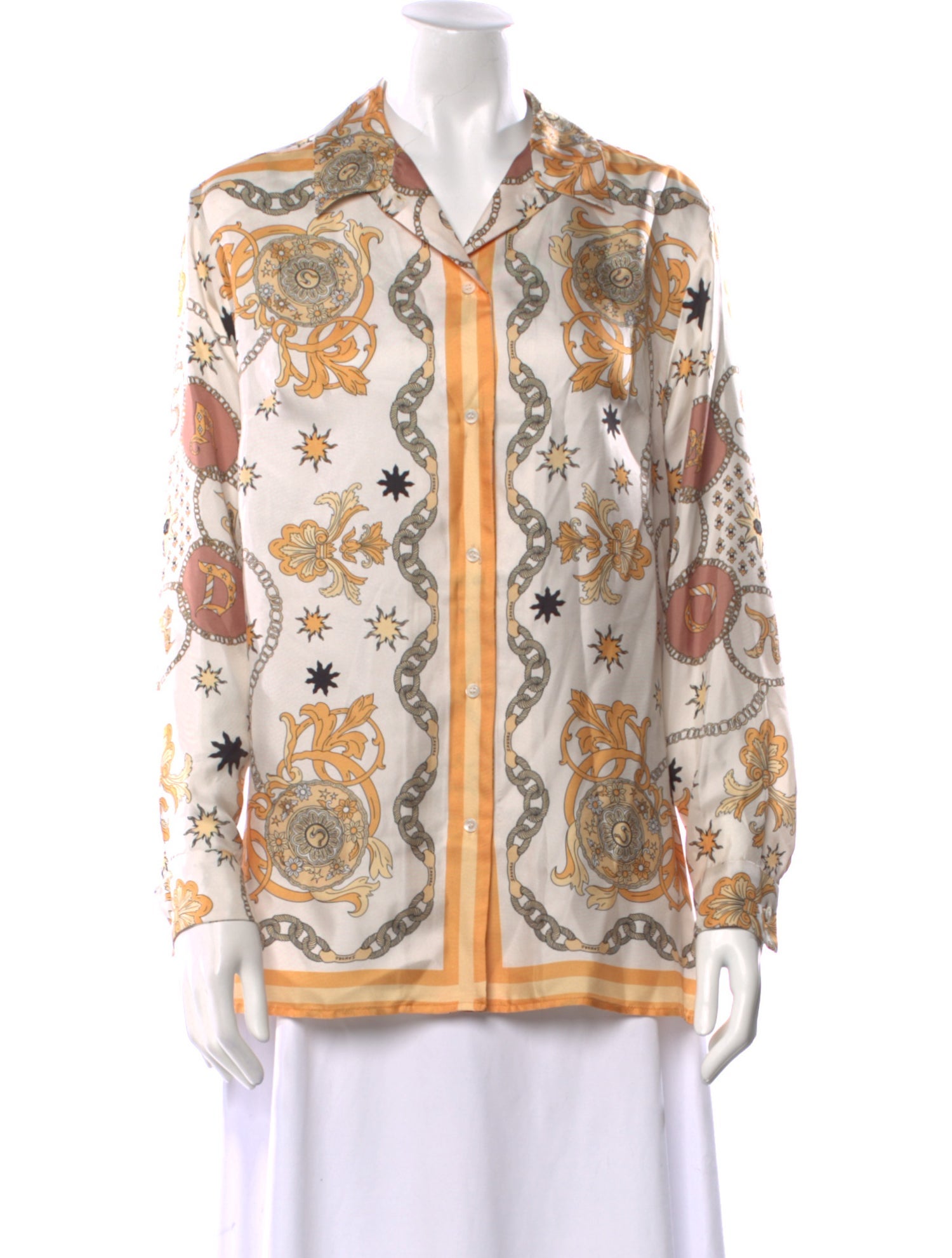 Sandro Silk Paisley Print Button-Up Top