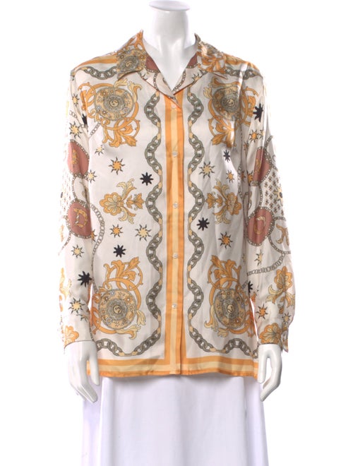 Sandro Silk Paisley Print Button-Up Top