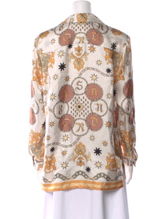 Sandro Silk Paisley Print Button-Up Top