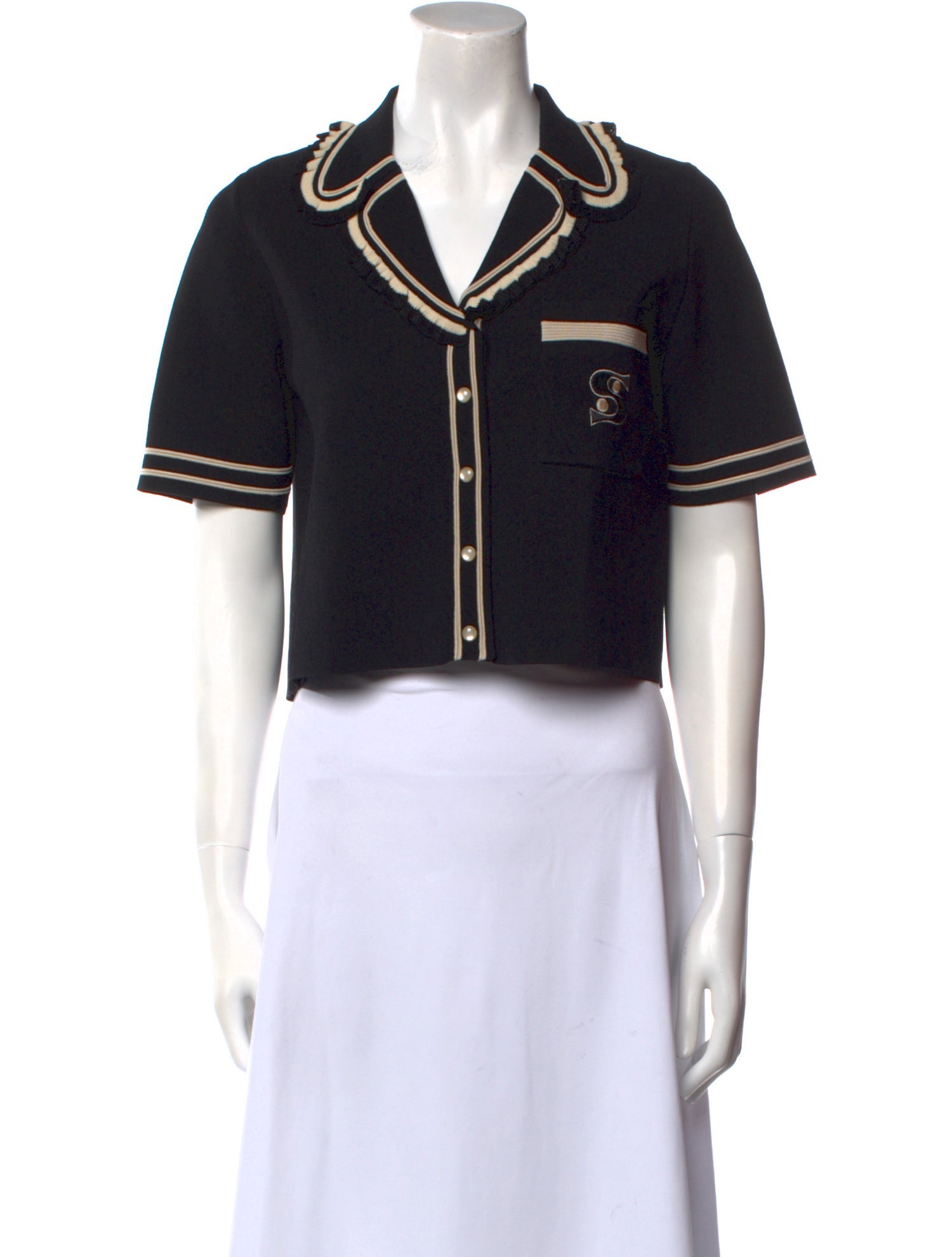 Sandro Short Sleeve Crop Top