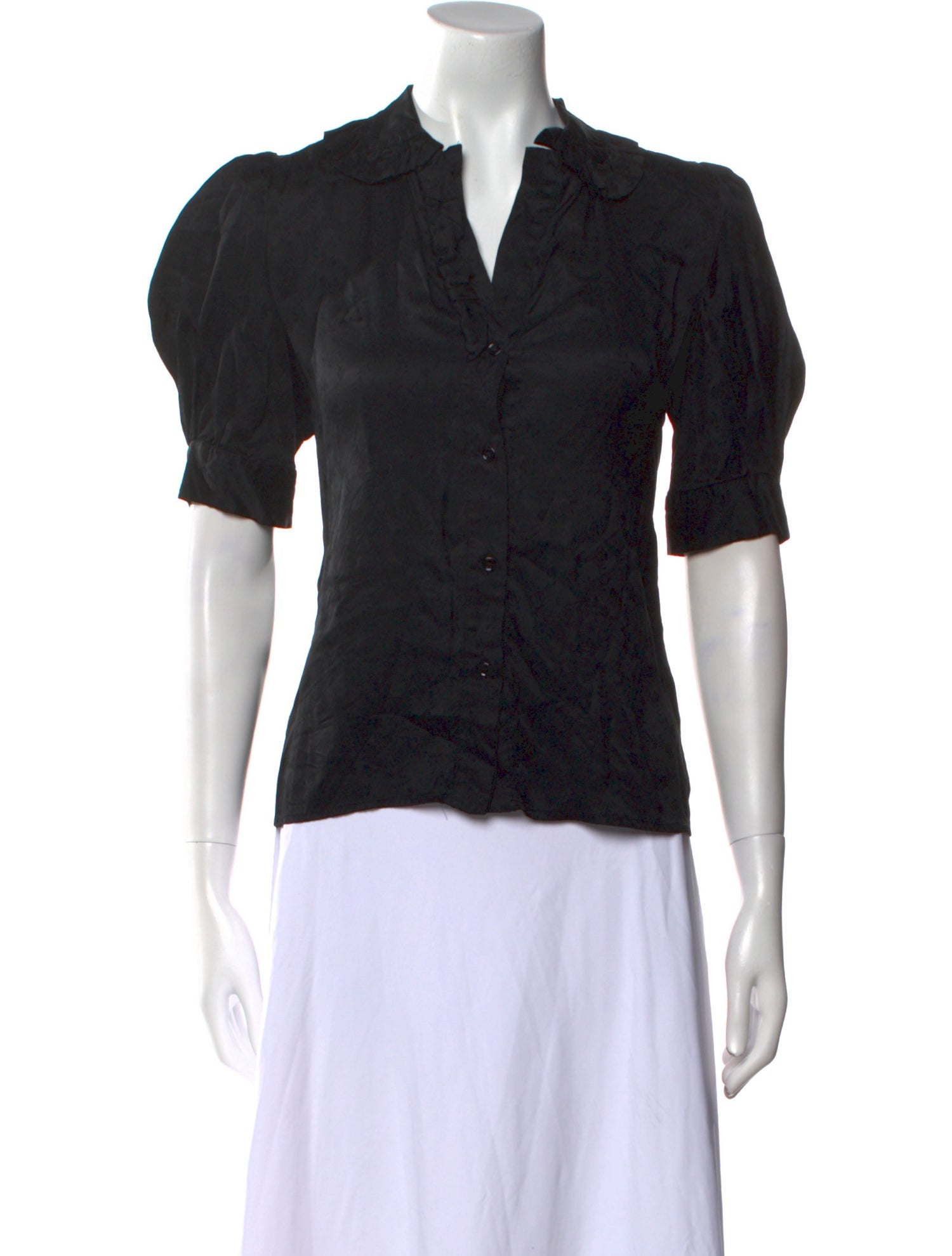 Sandro V-Neck Short Sleeve Button-Up Top