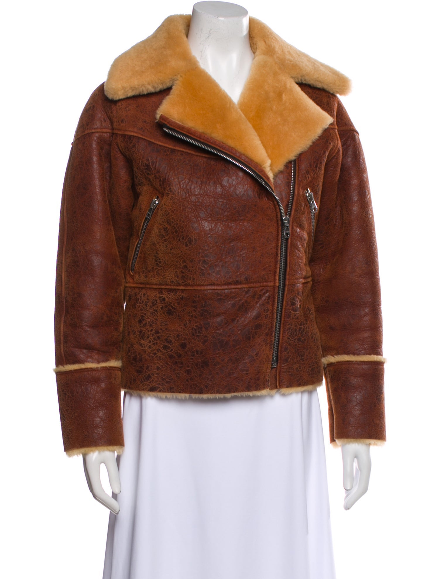 Sandro Leather Fur Coat