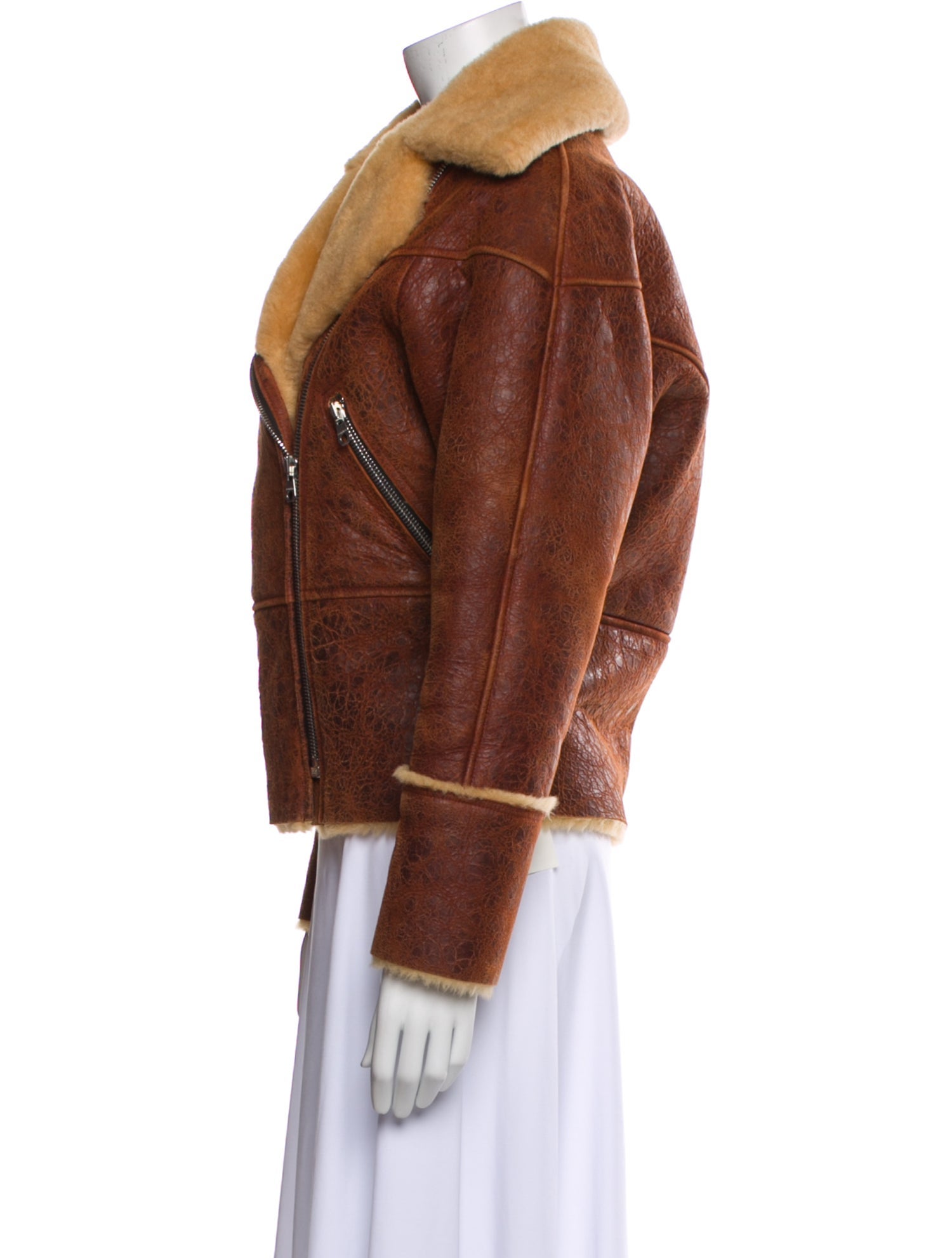 Sandro Leather Fur Coat