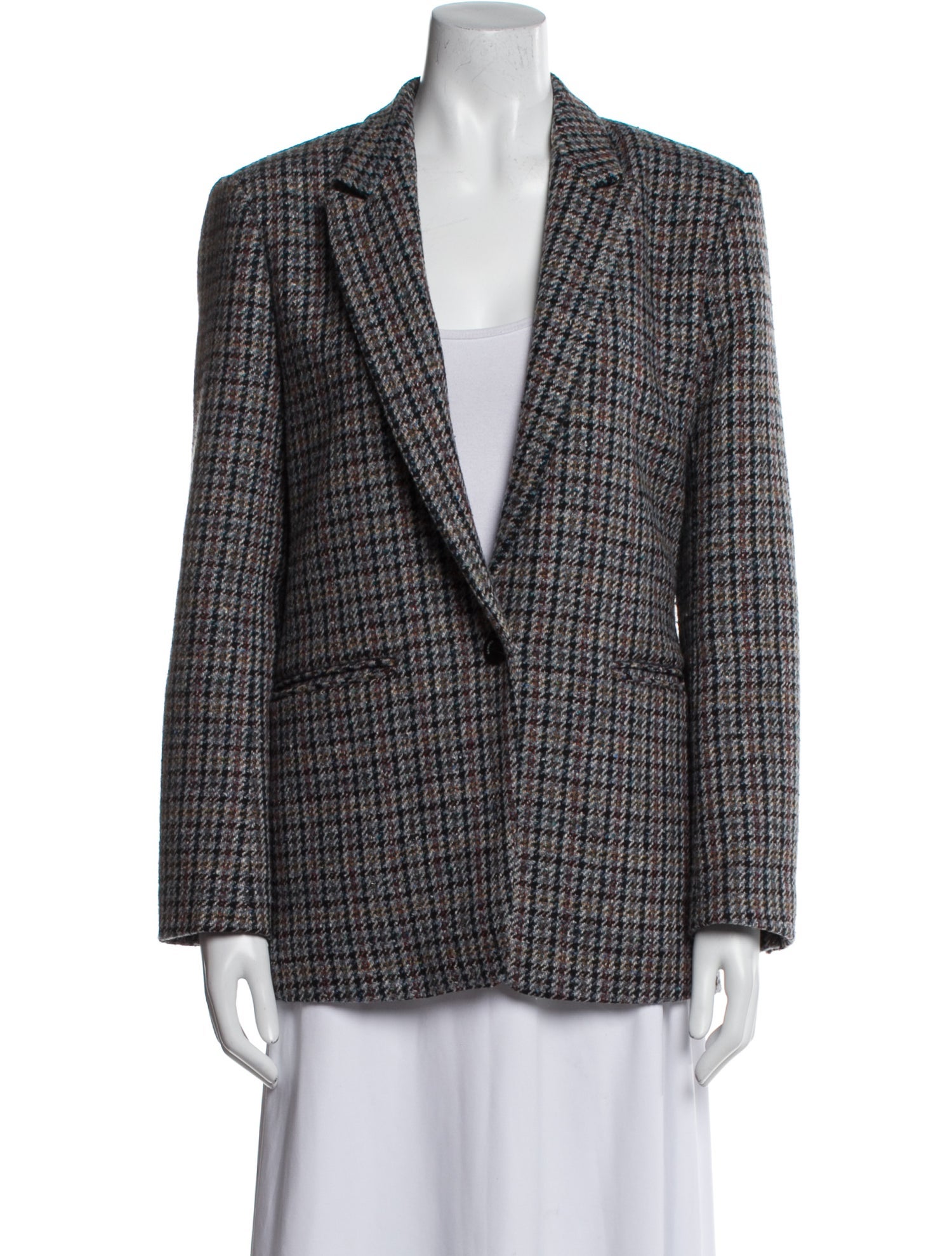 Sandro Wool Plaid Print Blazer