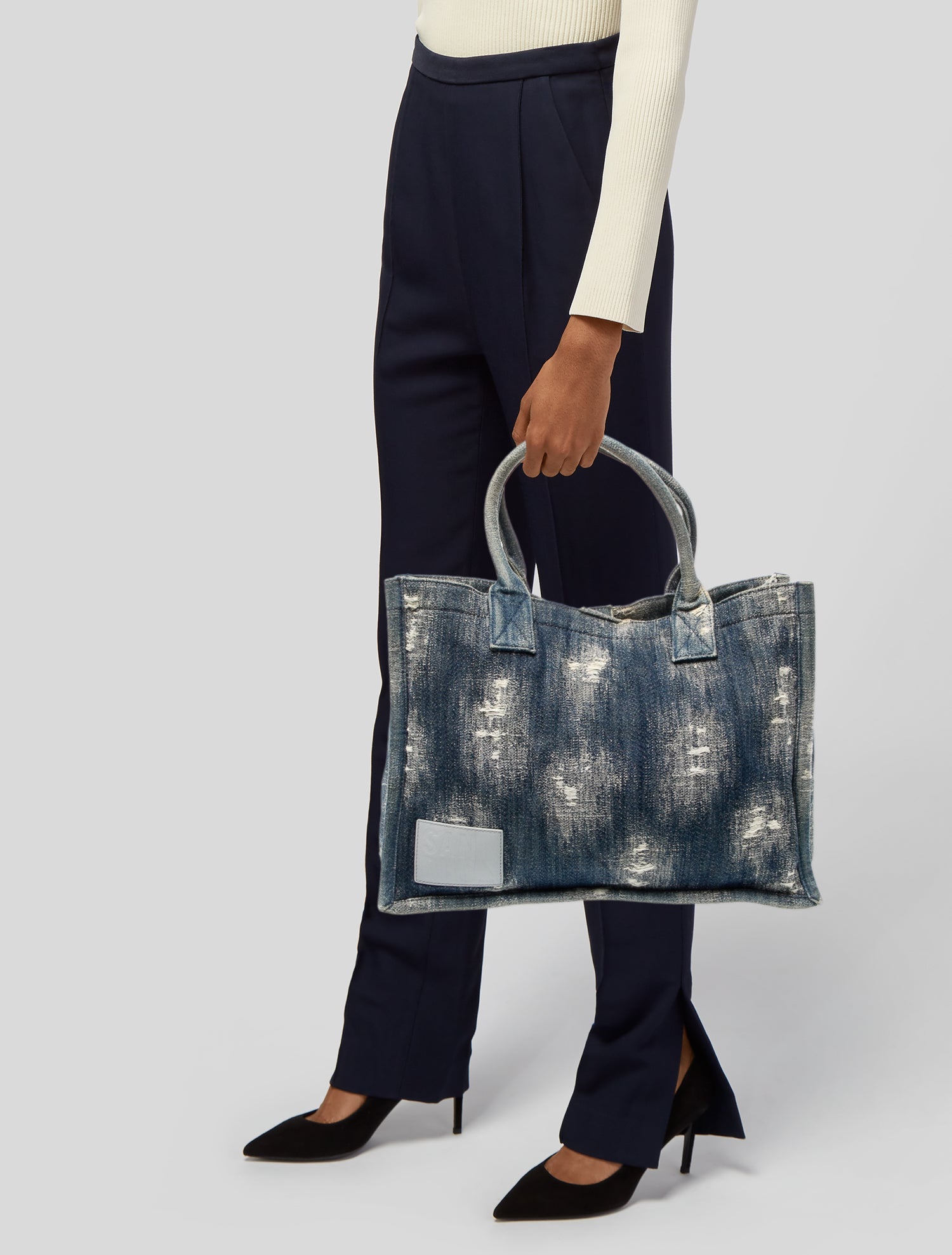 Sandro Denim Top Handle Bag