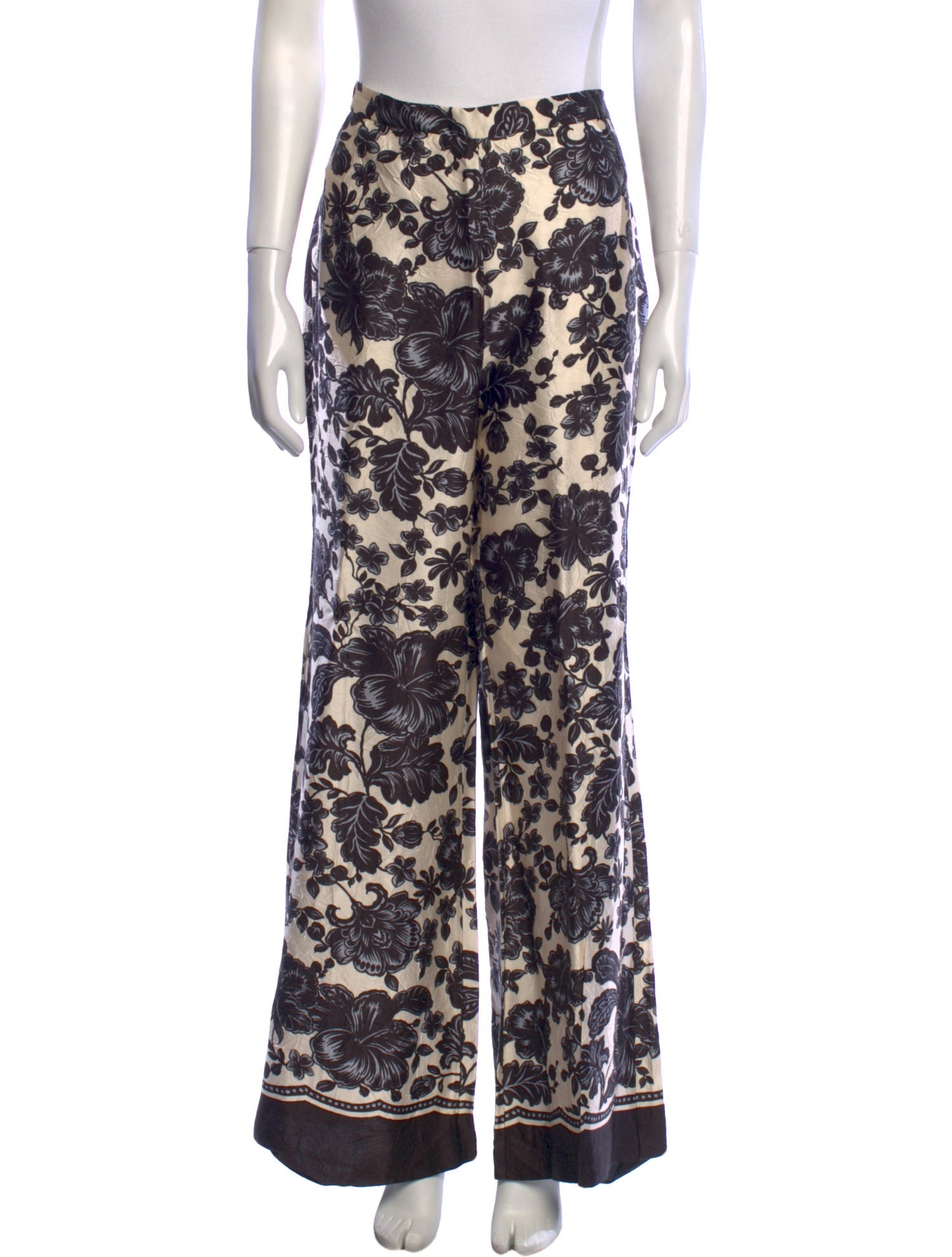 Sandro Floral Print Wide Leg Pants