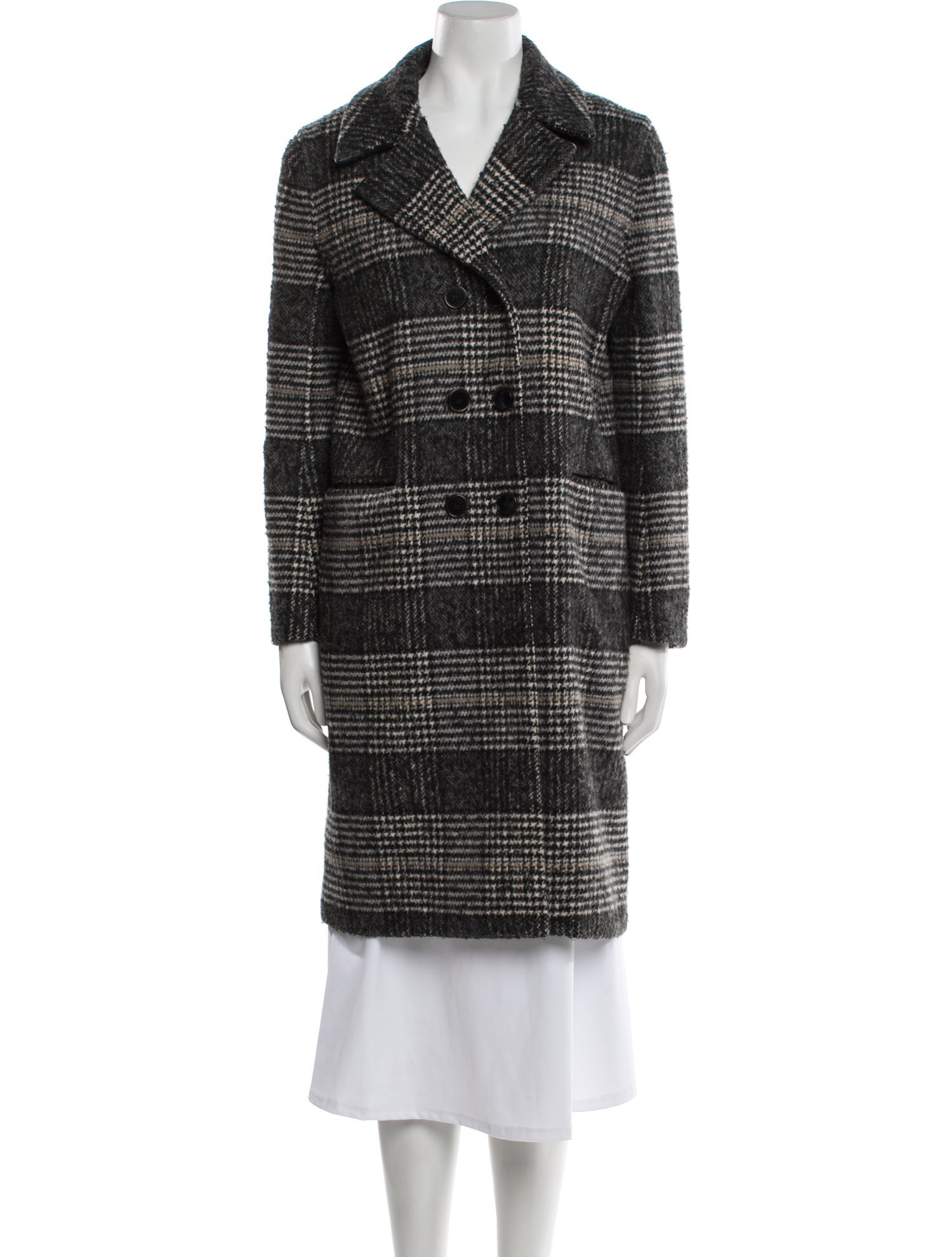 Sandro Plaid Print Peacoat