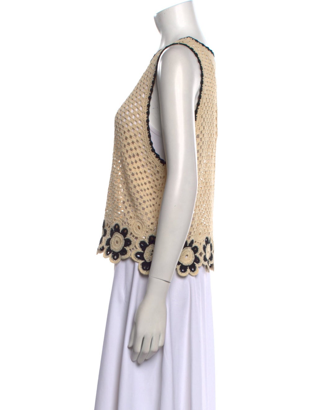 Sandro Crop Top Neutrals Patterned Scalloped Acce… - image 2