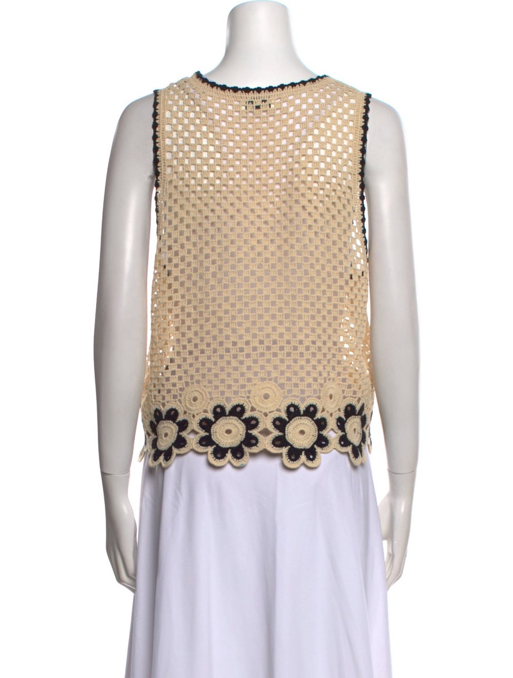 Sandro Crop Top Neutrals Patterned Scalloped Acce… - image 3