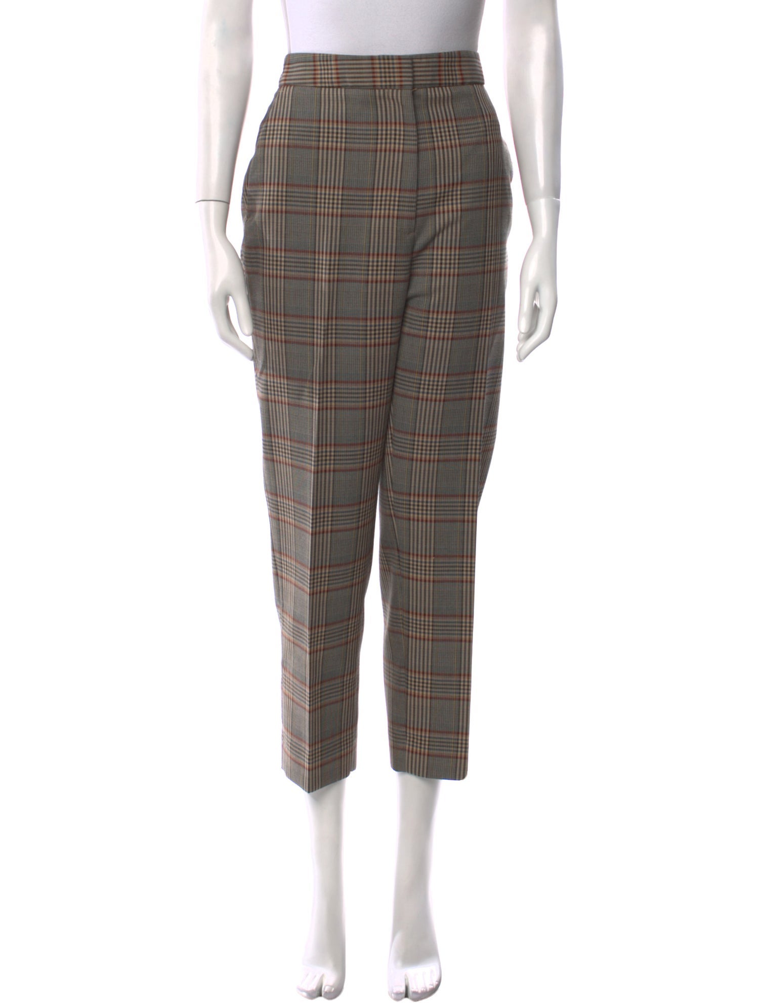 Sandro Plaid Print Straight Leg Pants