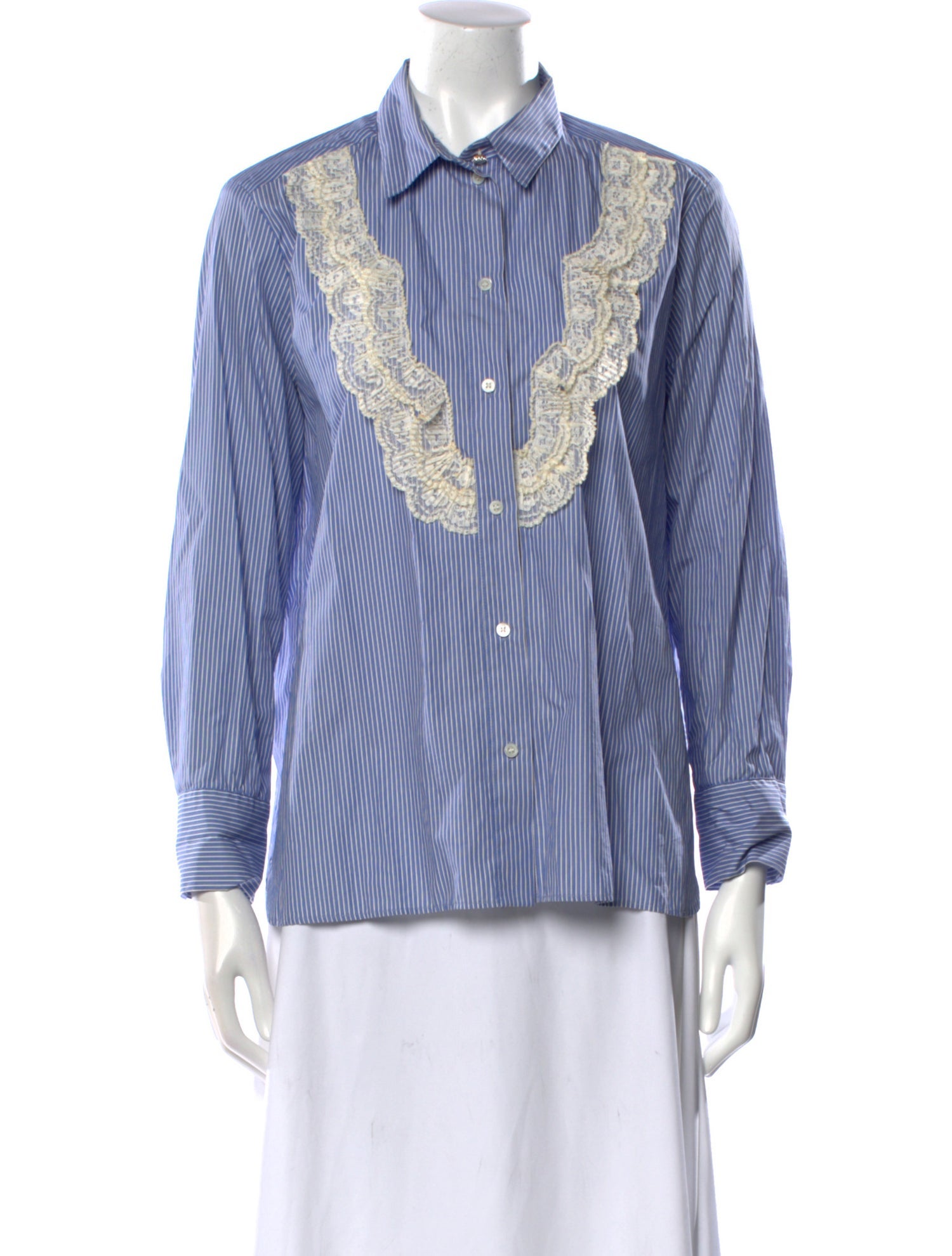 Sandro Striped Three-Quarter Sleeve Button-Up Top