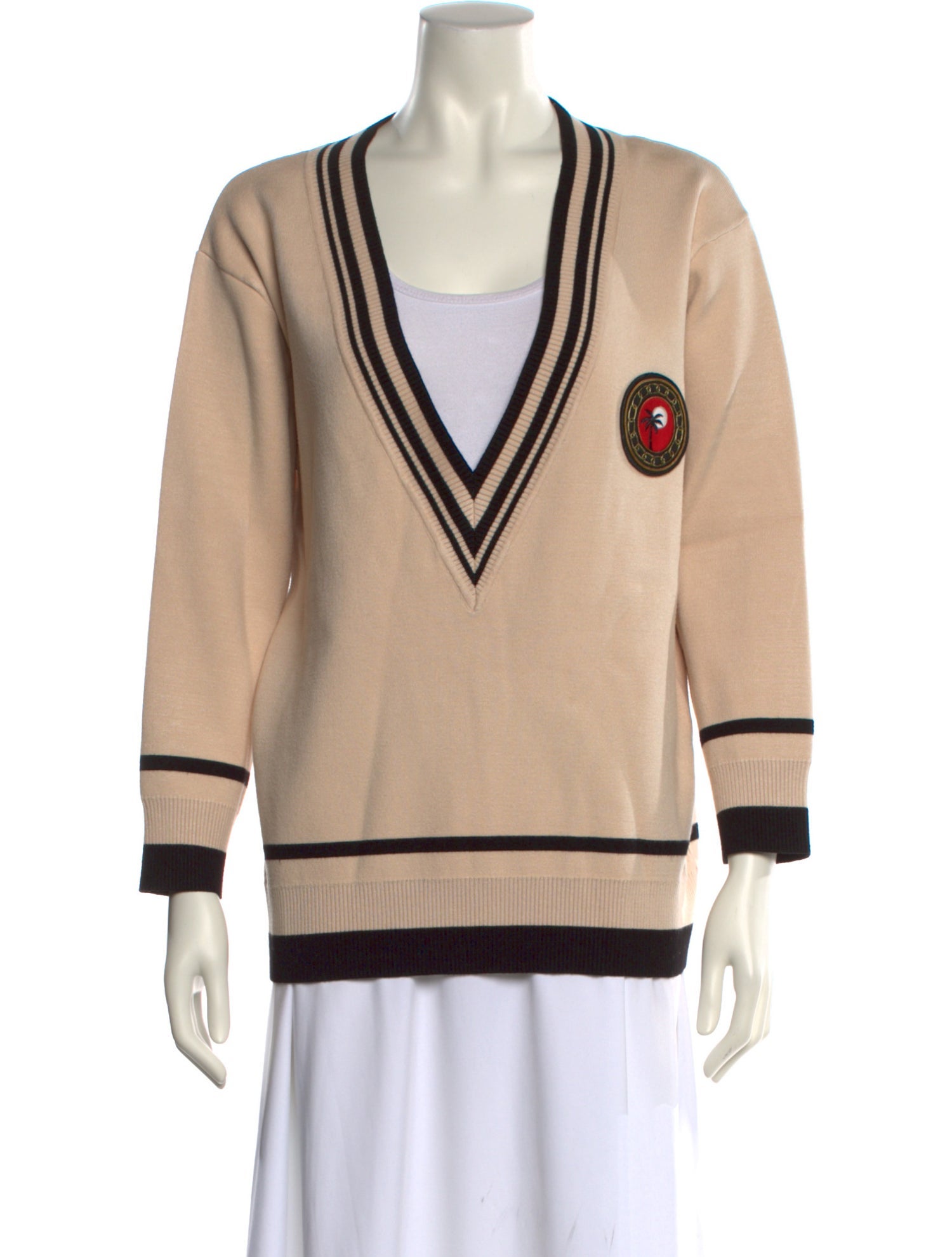 Sandro Striped V-Neck Sweater