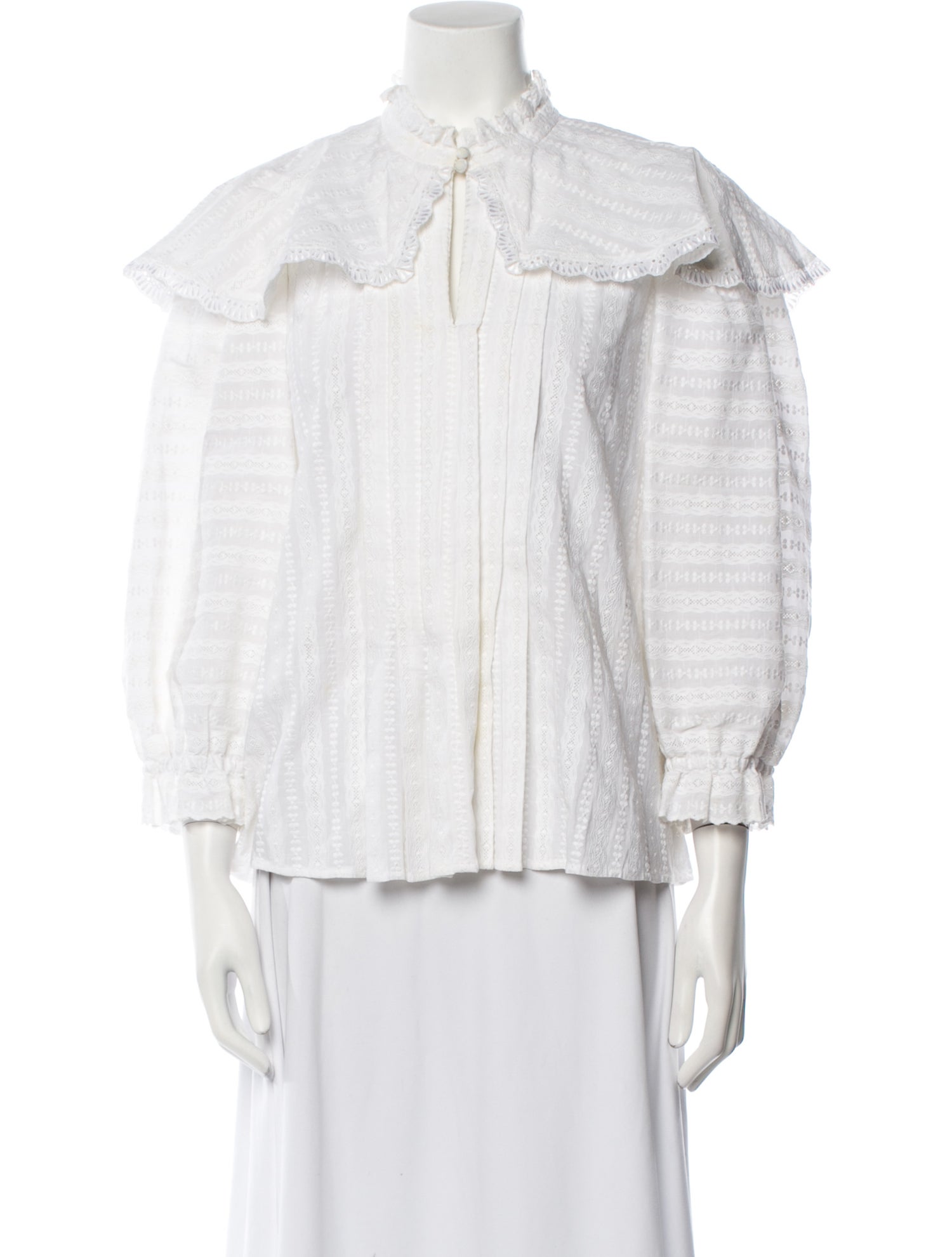 Sandro Tie Neck Three-Quarter Sleeve Blouse
