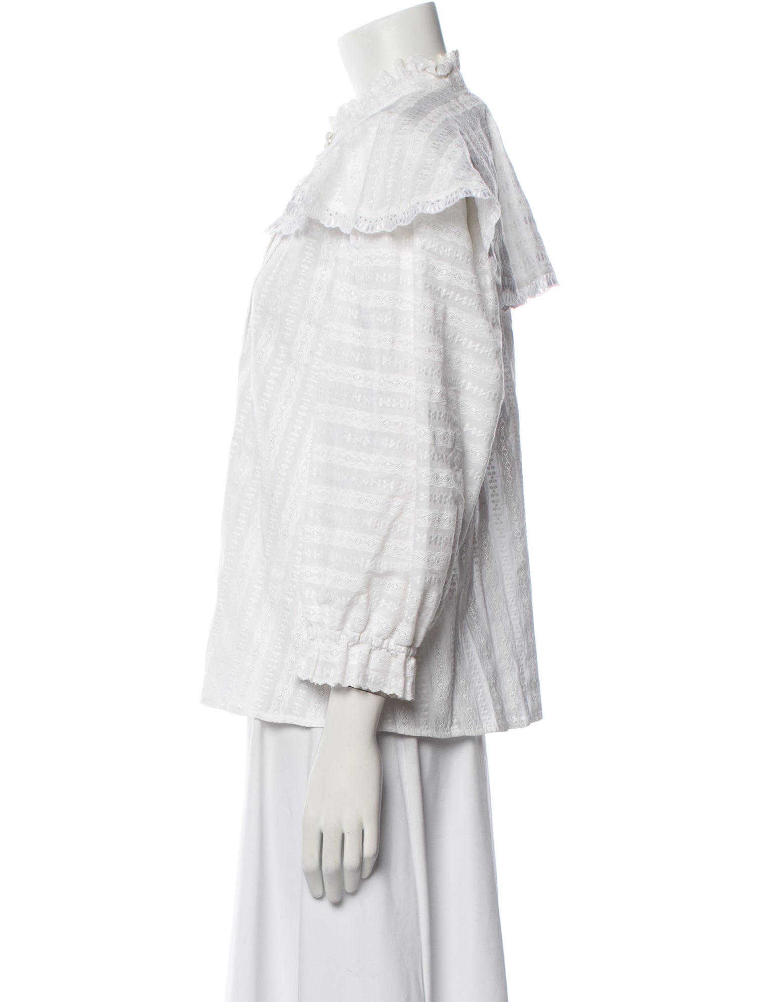 Sandro Tie Neck Three-Quarter Sleeve Blouse