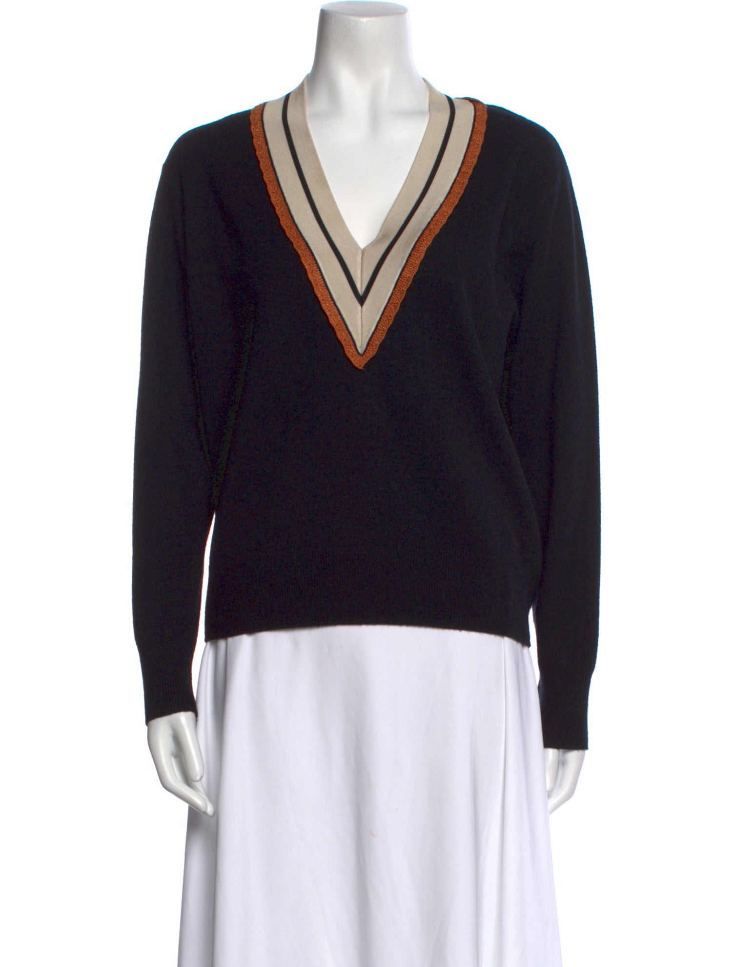 Sandro Striped V-Neck Sweater