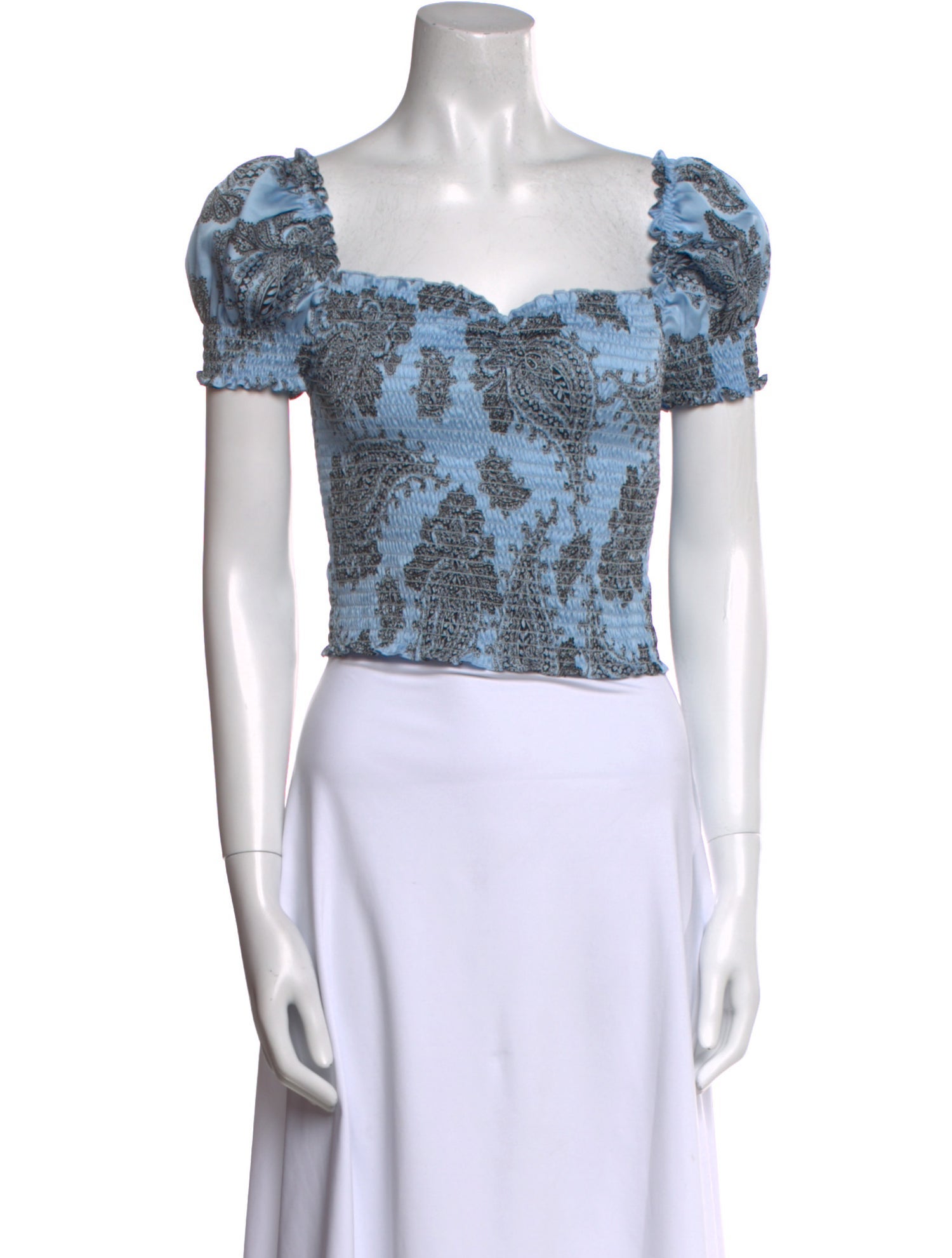 Sandro Floral Print Square Neckline Crop Top