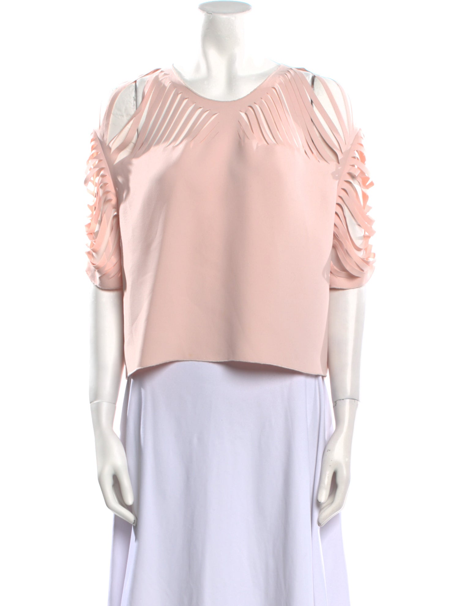 Sandro Bateau Neckline Three-Quarter Sleeve Crop Top