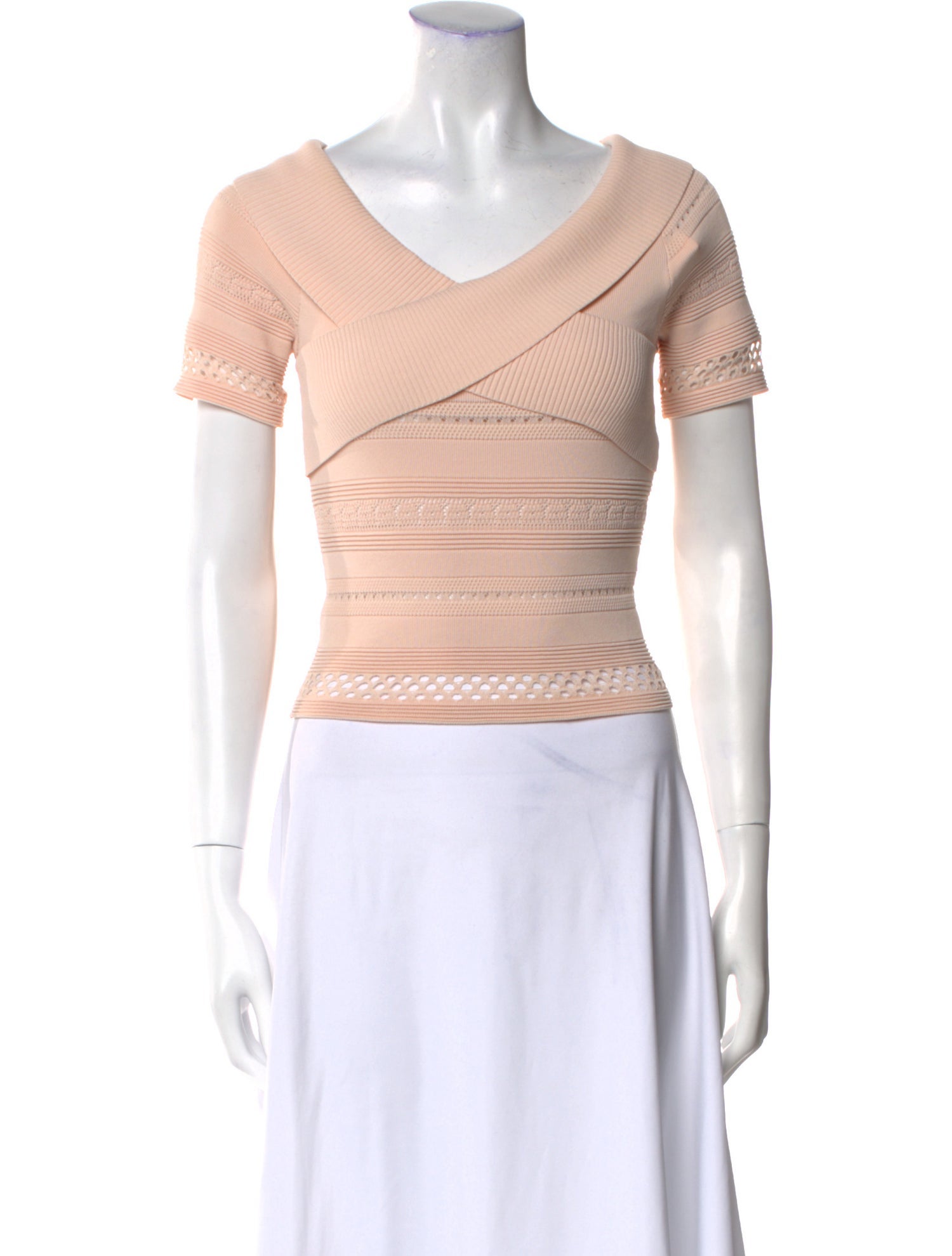 Sandro V-Neck Short Sleeve Crop Top